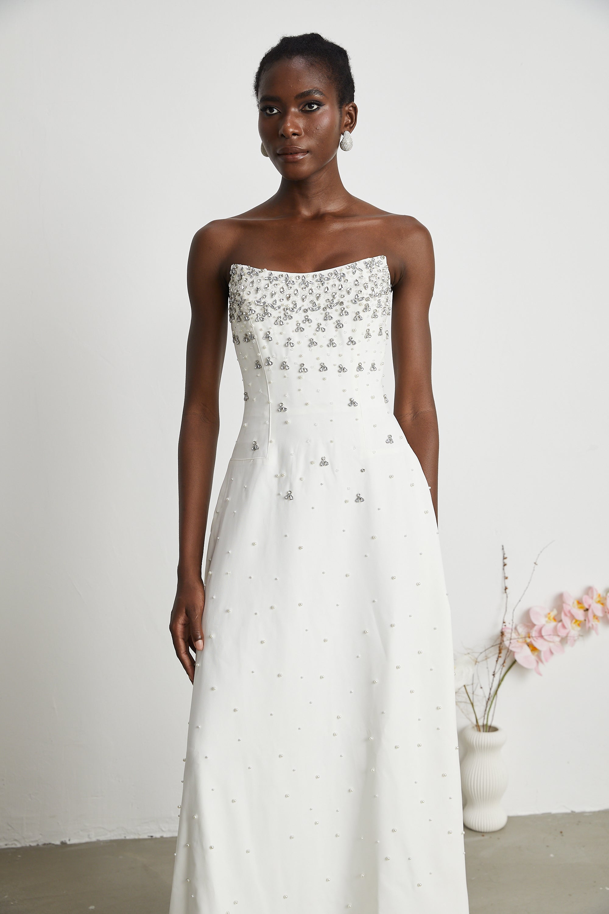 Melisande white embellished maxi dress (US Only)