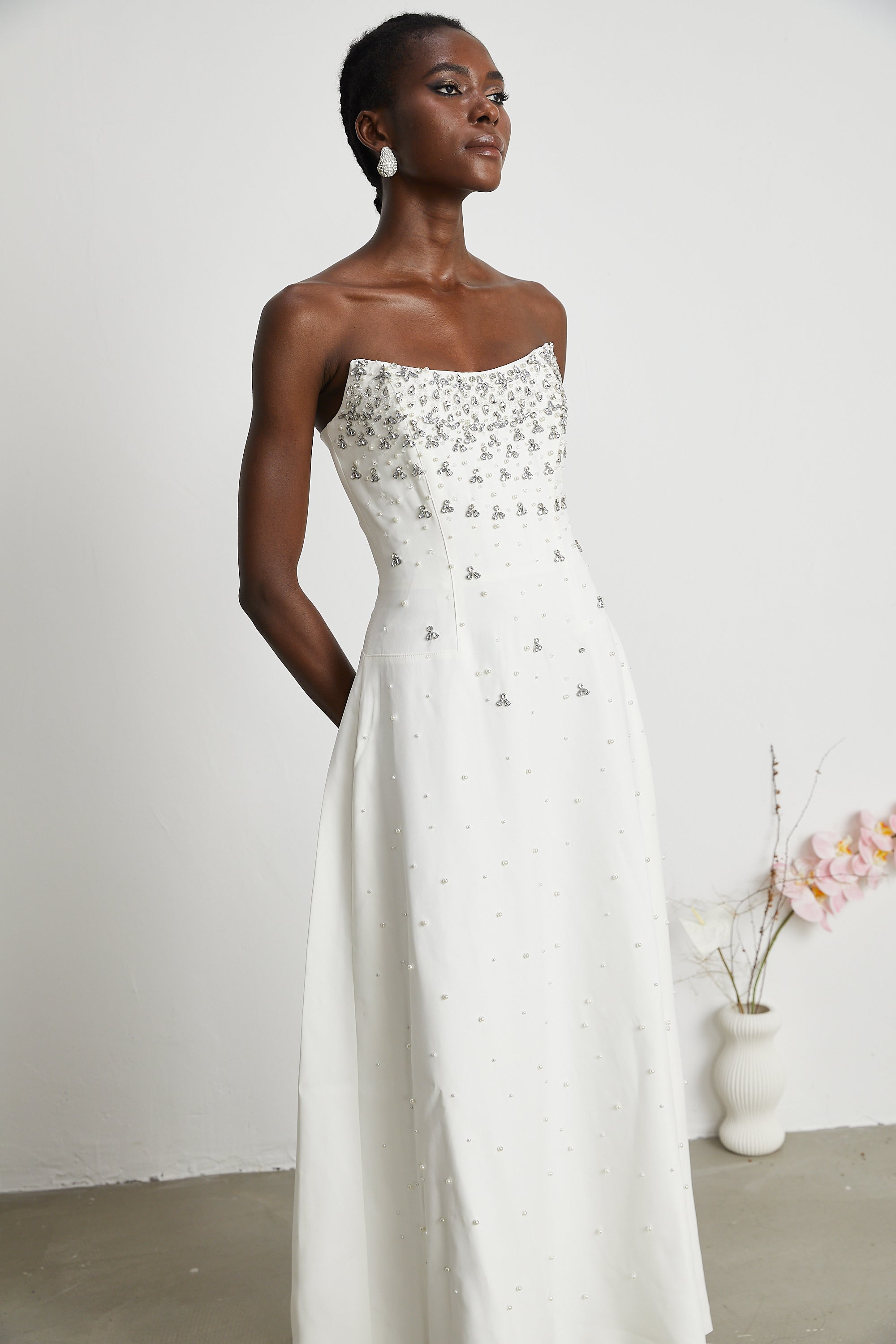 Melisande white embellished maxi dress (US Only)