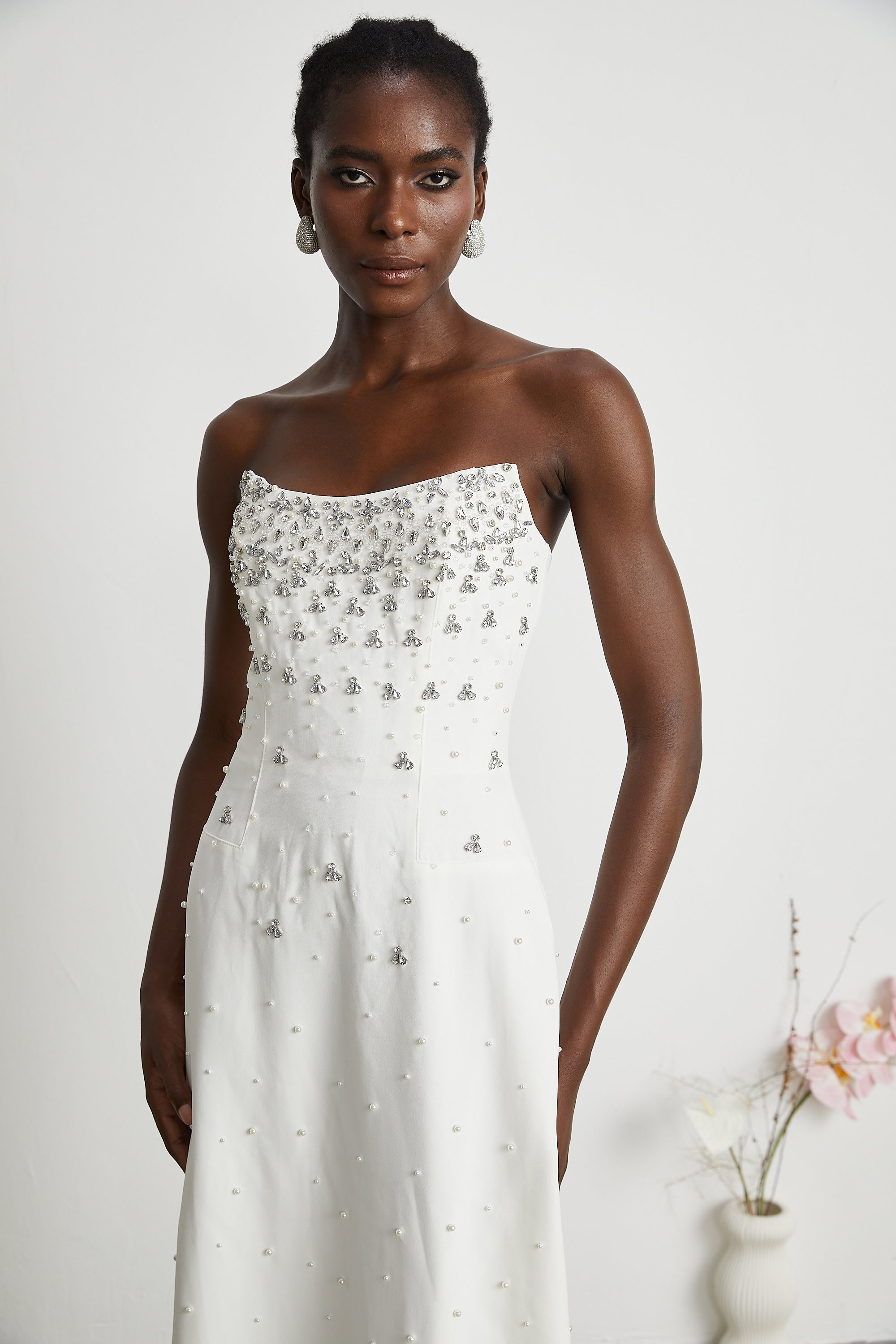Melisande white embellished maxi dress (US Only)