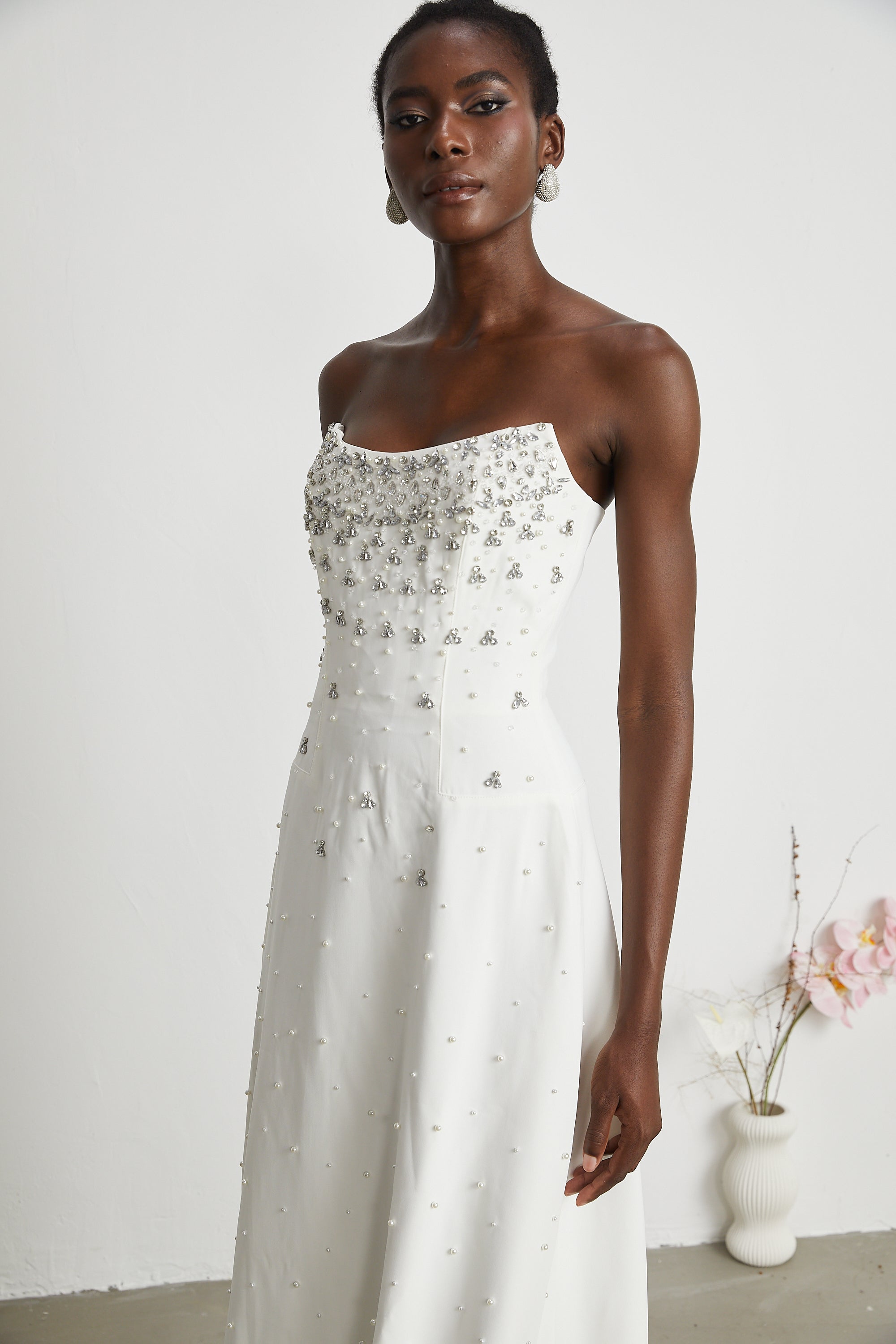 Melisande white embellished maxi dress (US Only)