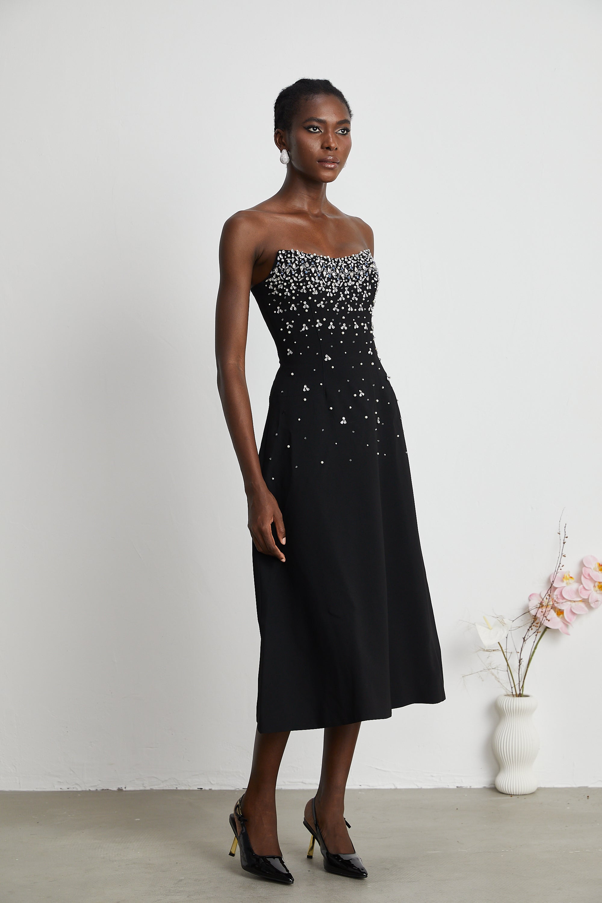 Melisande black embellished midi dress (Final Sale-US Only)