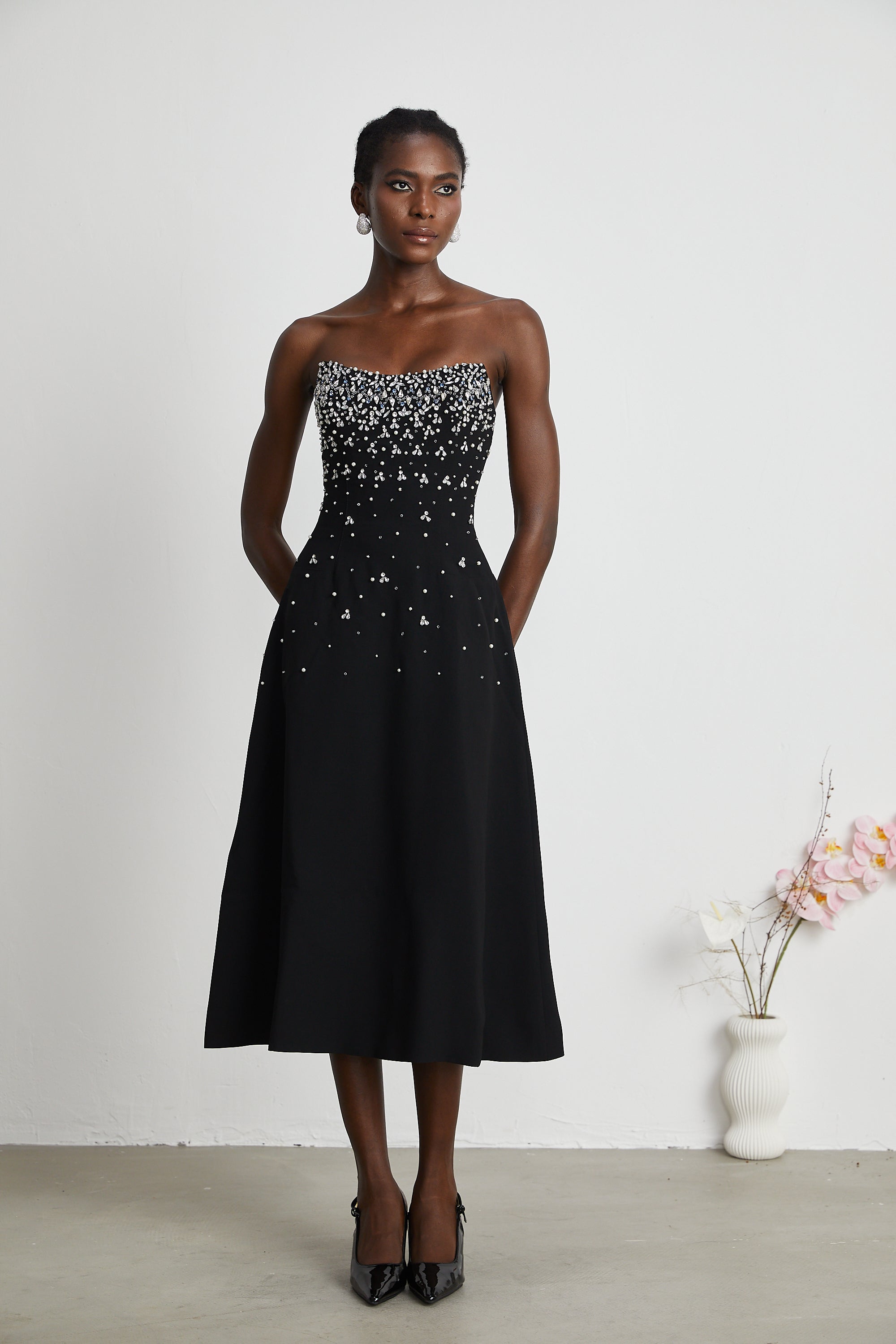 Melisande black embellished midi dress (Final Sale-US Only)