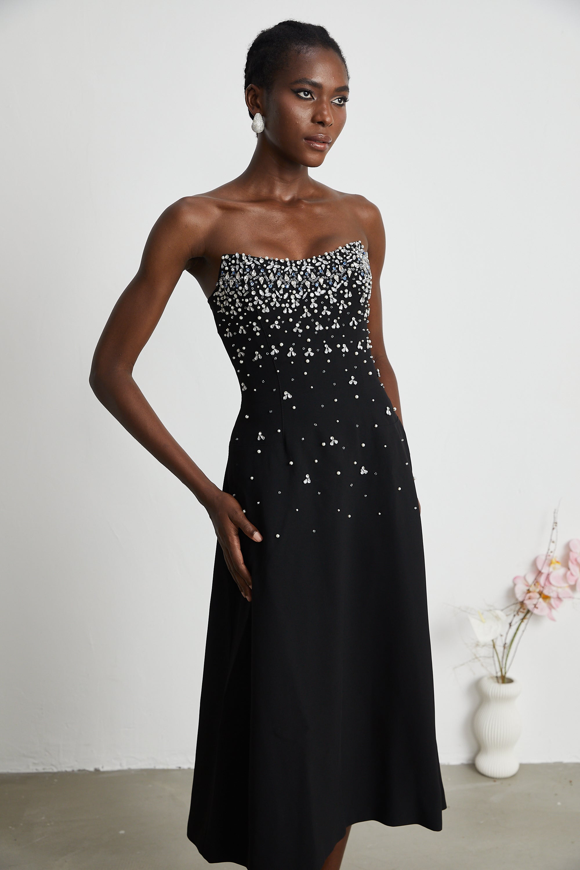 Melisande black embellished midi dress (Final Sale-US Only)