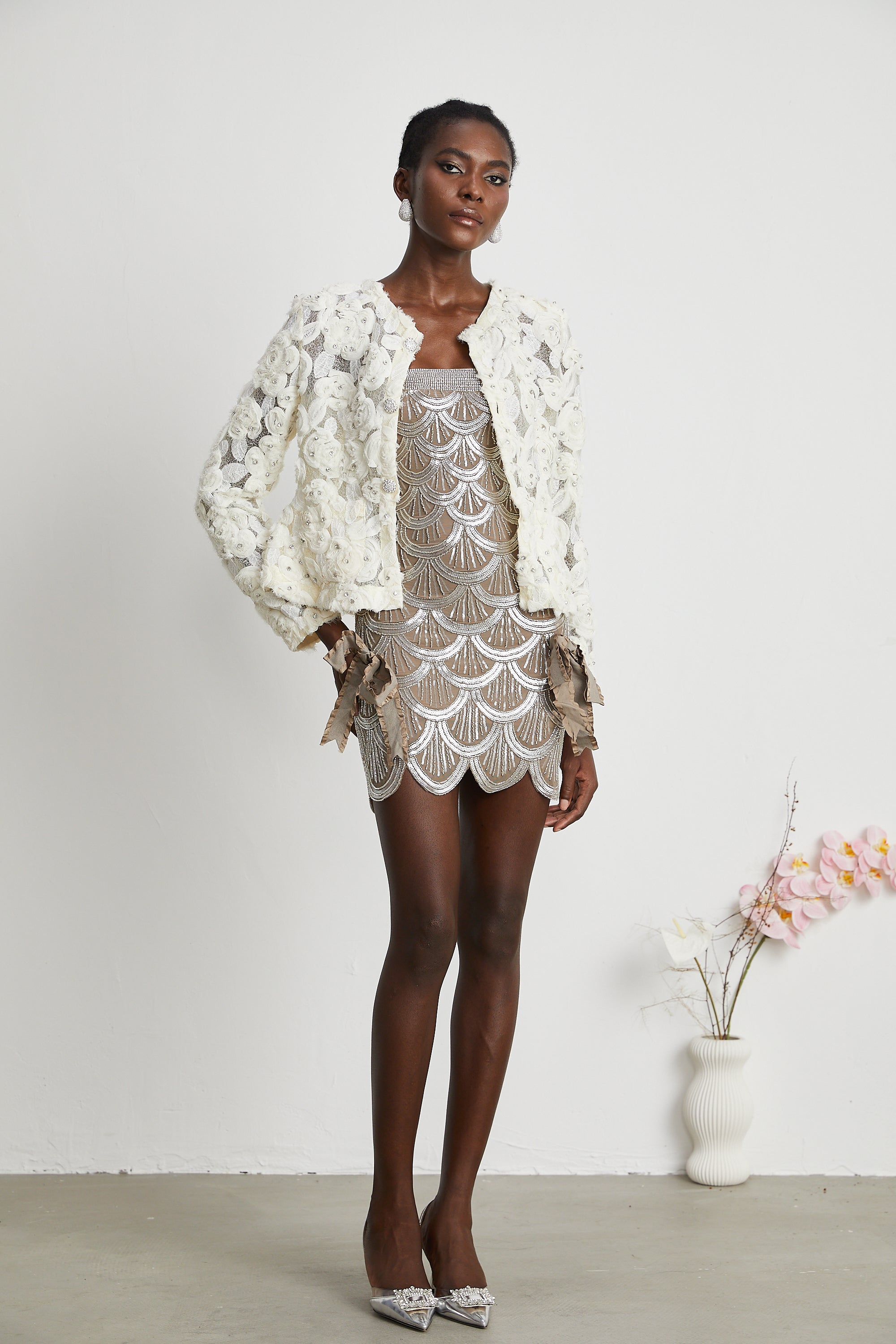 Marianne floral-appliqué embellished jacket