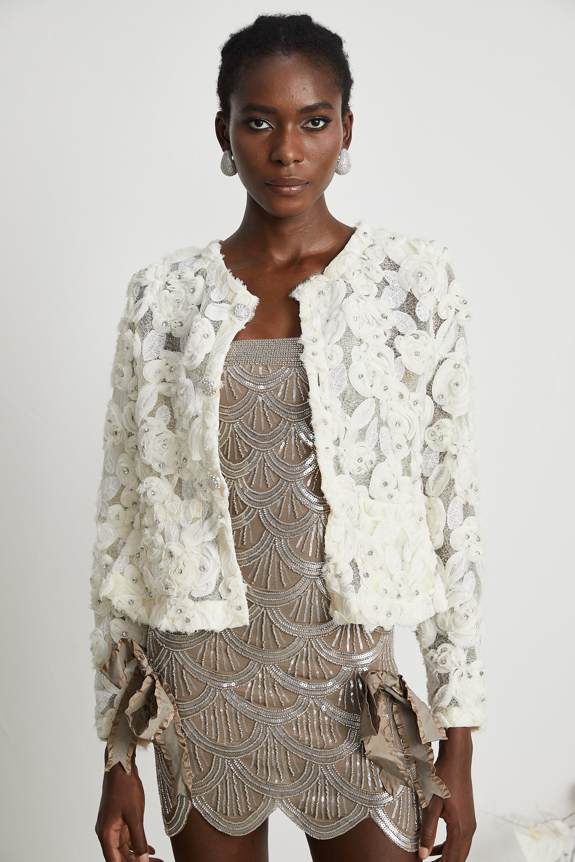 Marianne floral-appliqué embellished jacket