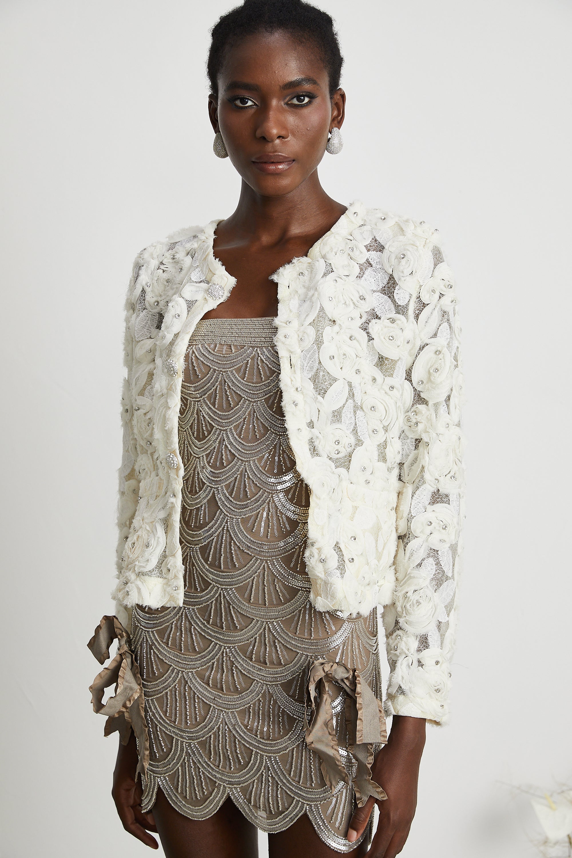 Marianne floral-appliqué embellished jacket