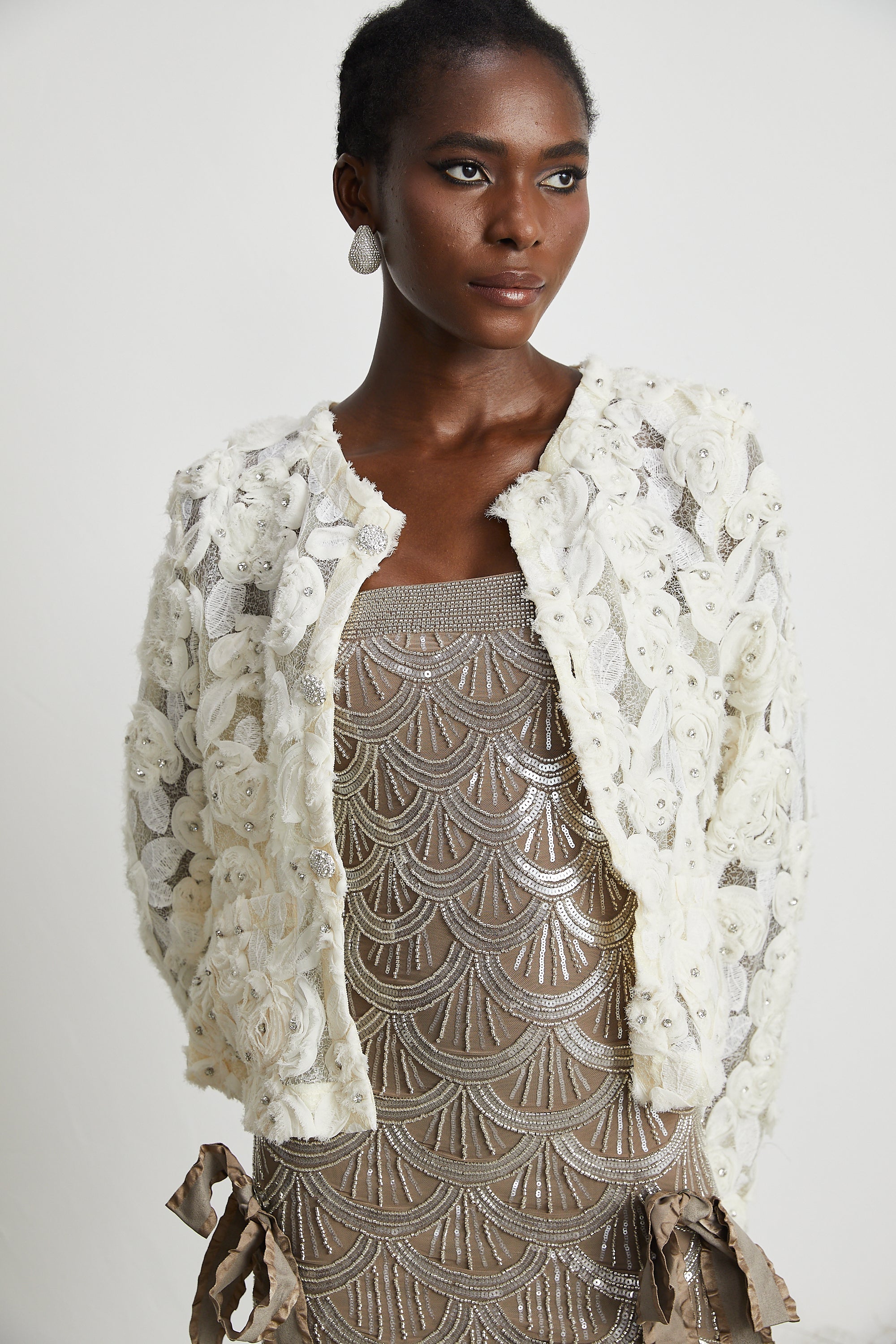 Marianne floral-appliqué embellished jacket