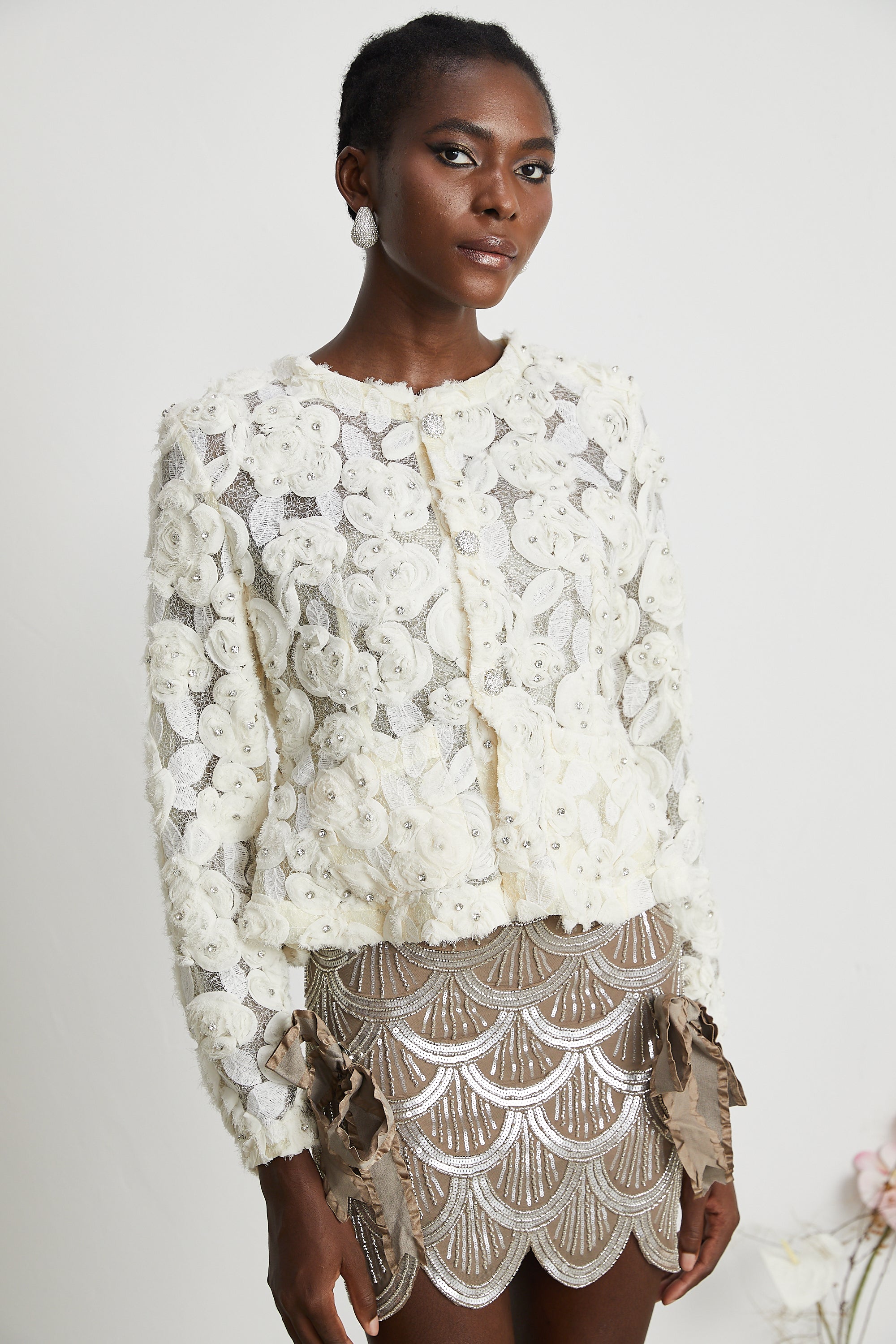 Marianne floral-appliqué embellished jacket