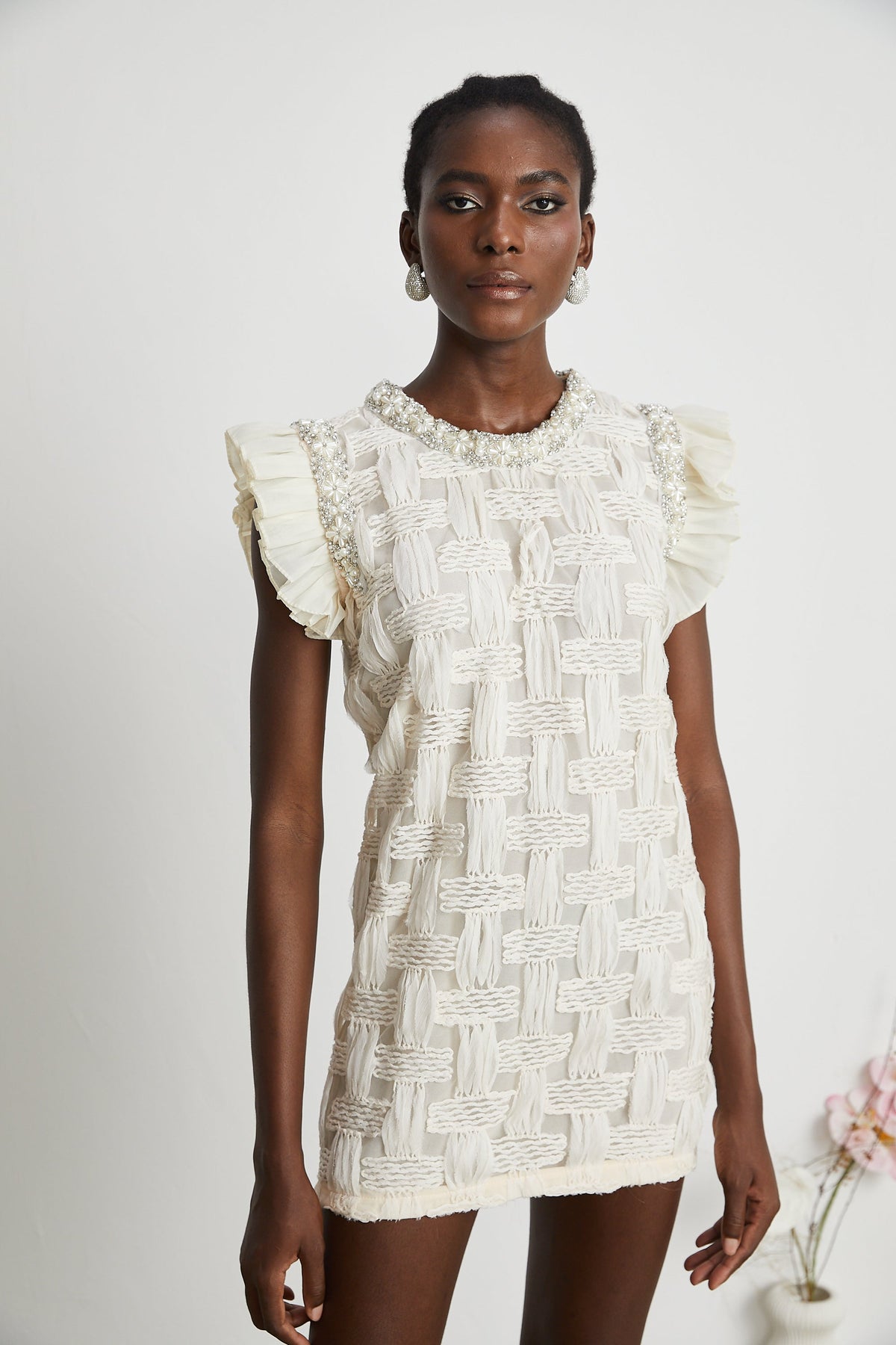 Bernadette interwoven embellished mini dress