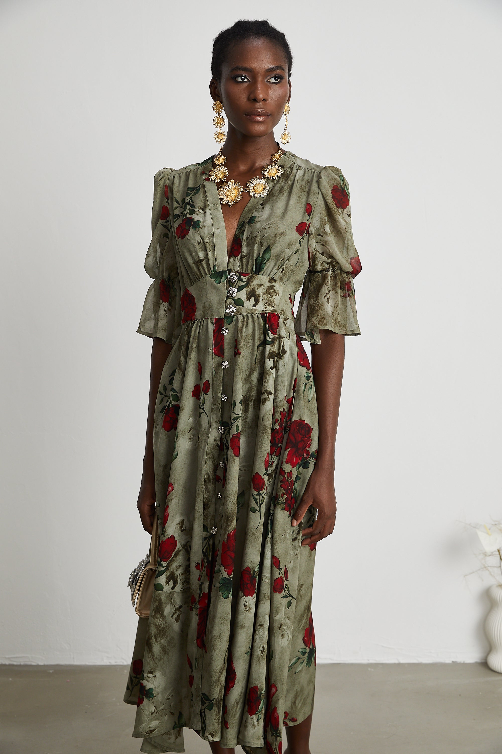 Mélisande floral-print V-neck midi dress (Final Sale-US Only)