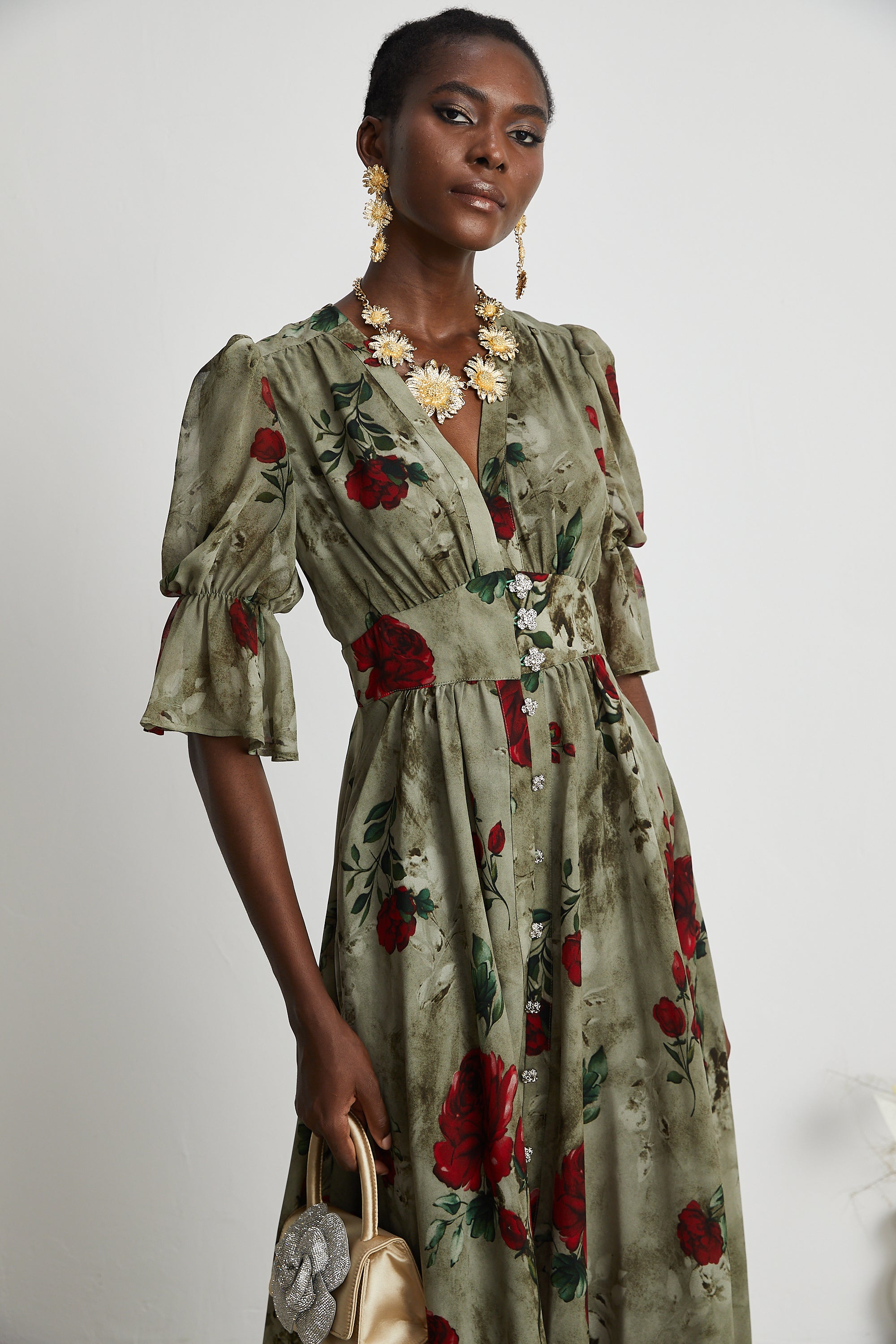 Mélisande floral-print V-neck midi dress (Final Sale-US Only)
