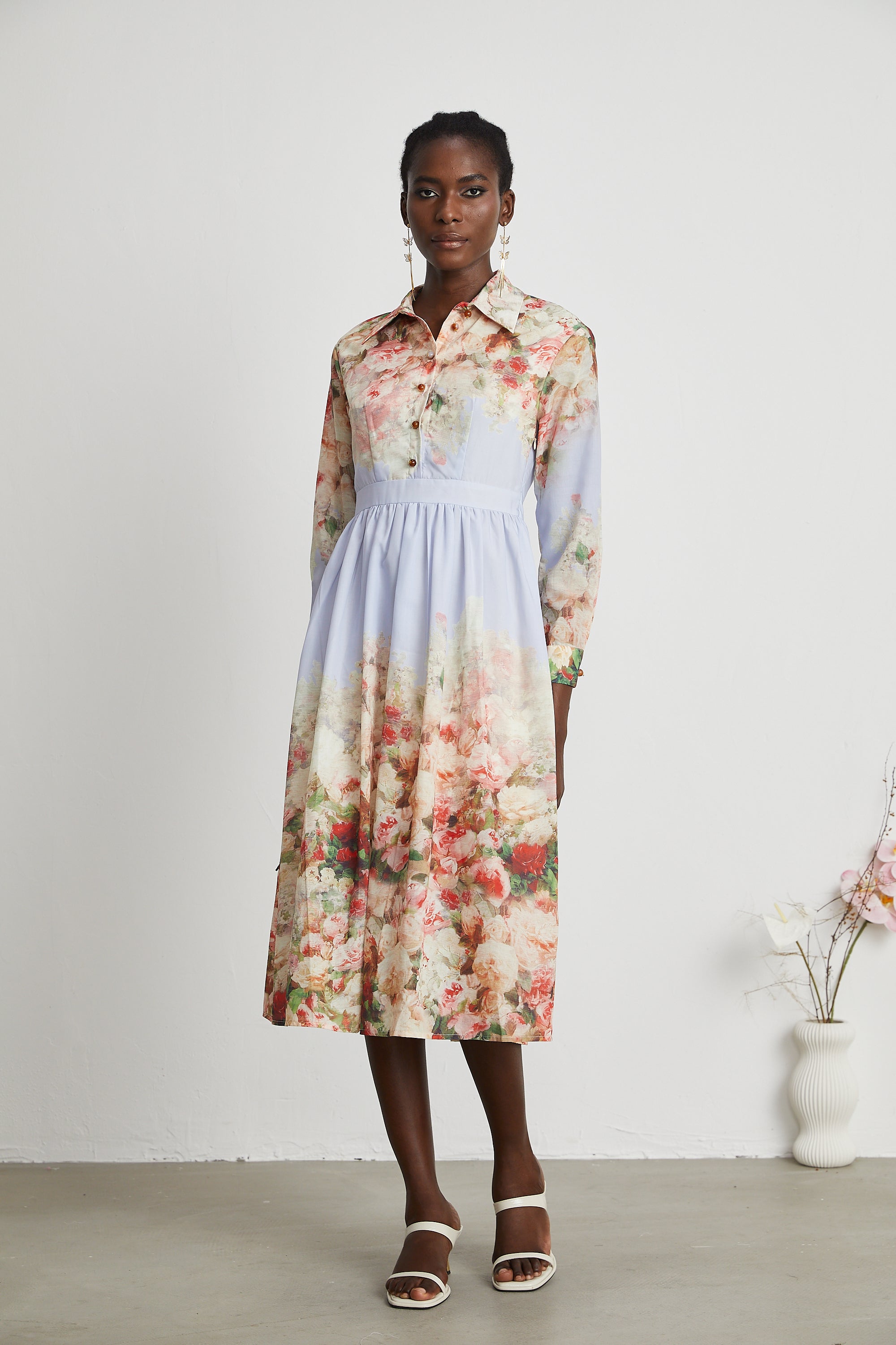Sylvie floral-print pleated midi dress