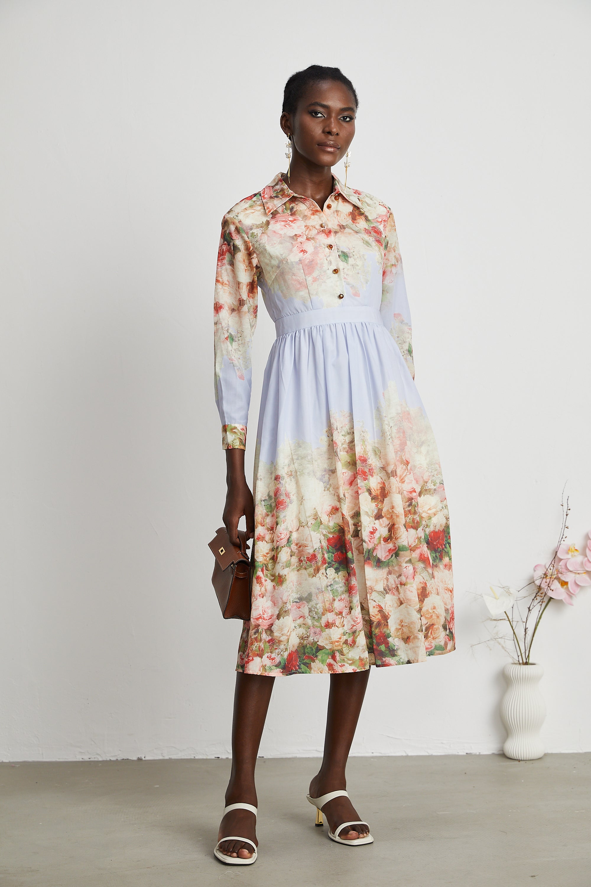 Sylvie floral-print pleated midi dress