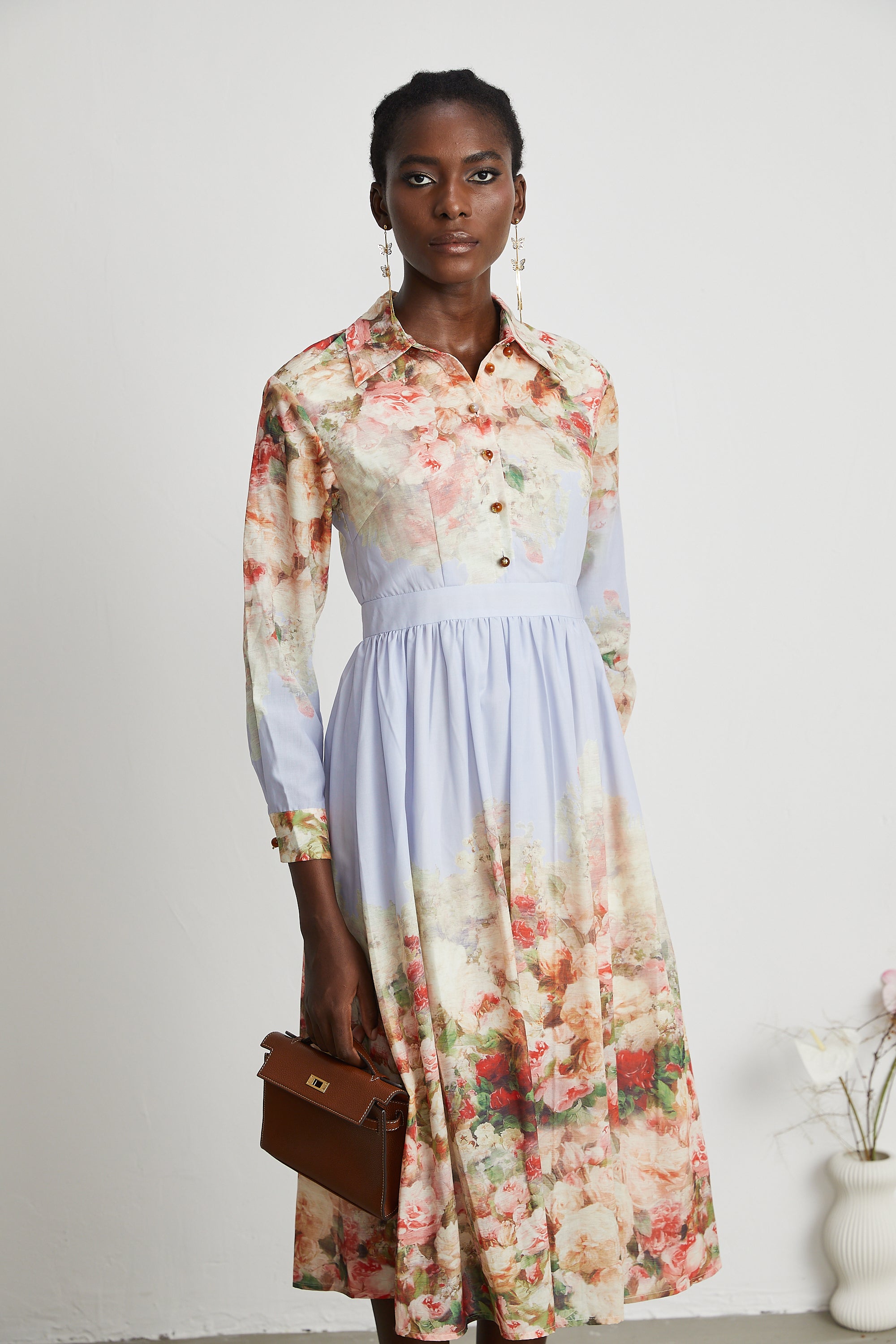 Sylvie floral-print pleated midi dress