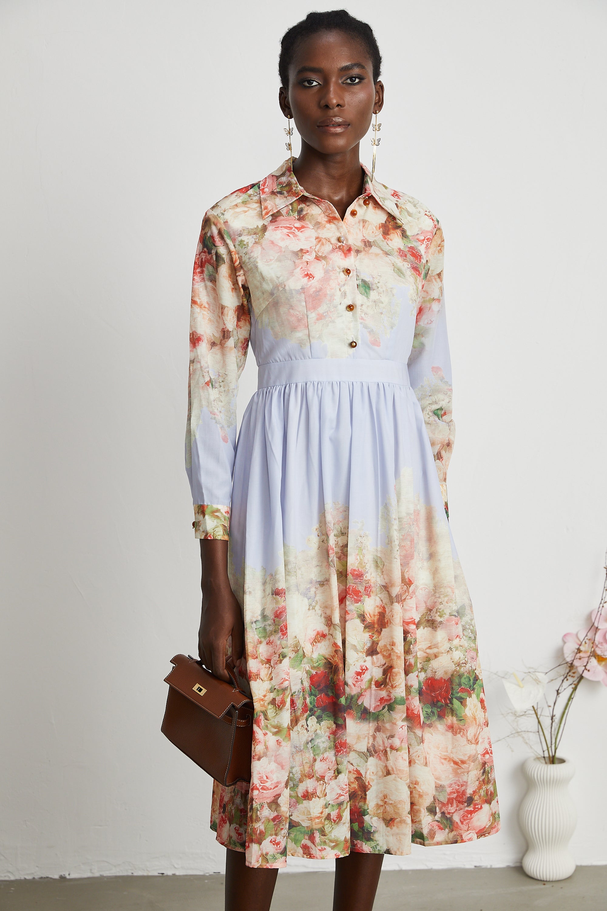 Sylvie floral-print pleated midi dress