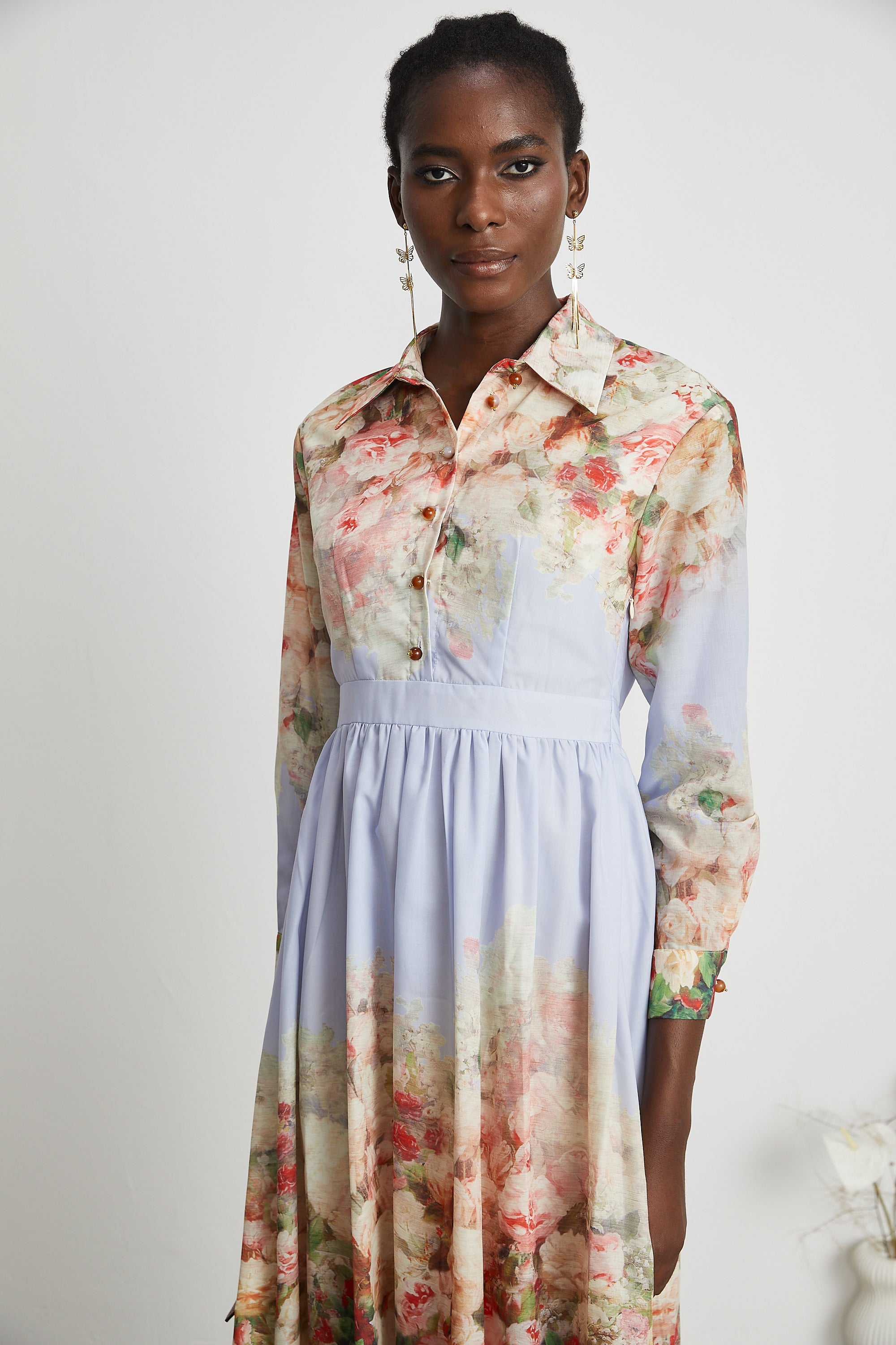 Sylvie floral-print pleated midi dress