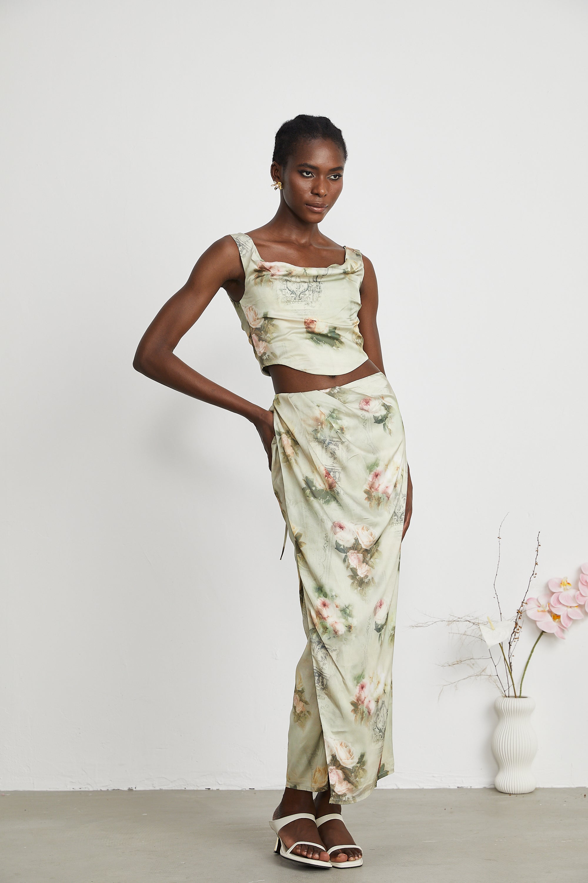 Viviane floral-print top & skirt matching set (Final Sale-US Only)