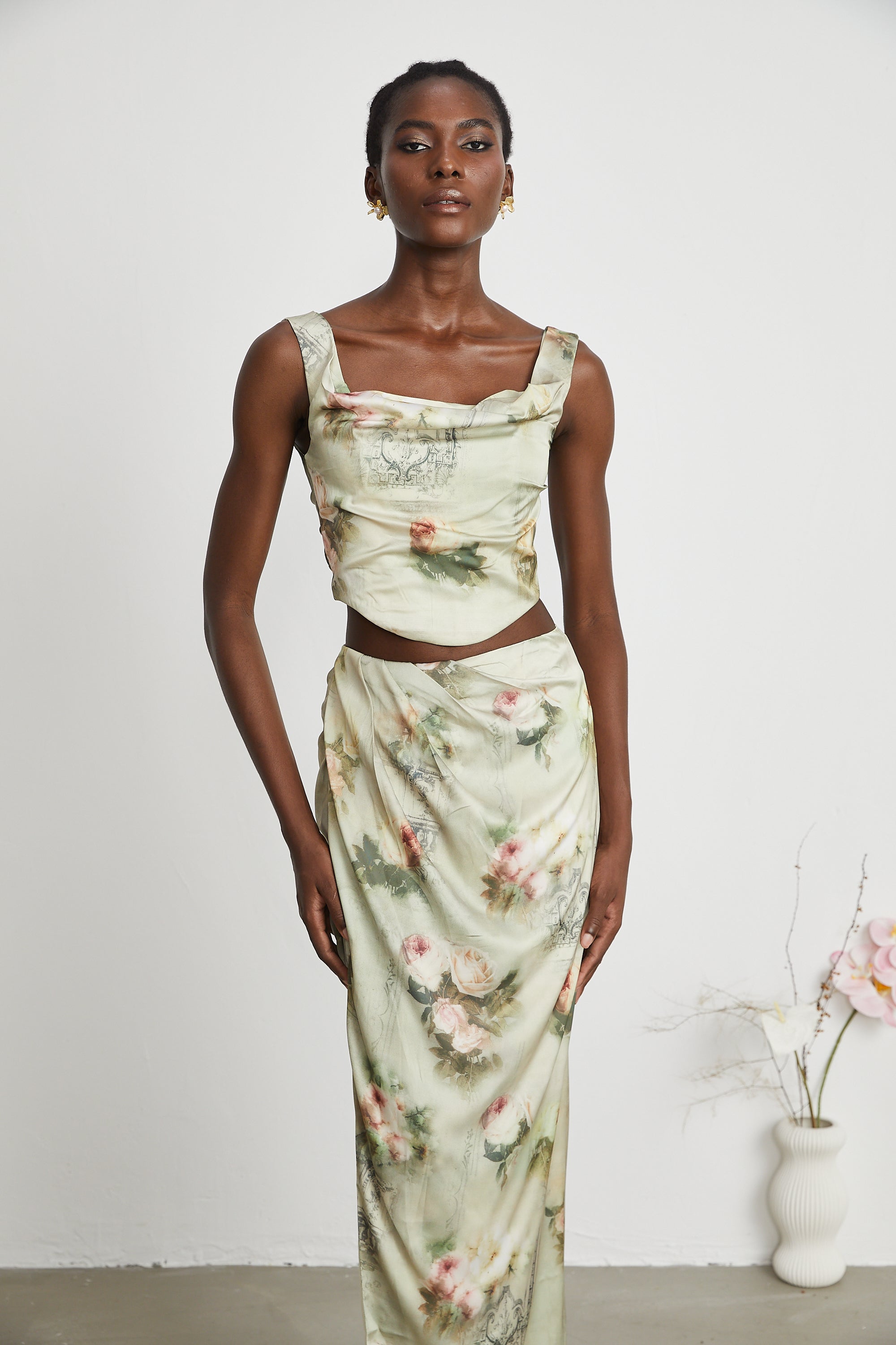 Viviane floral-print top & skirt matching set (Final Sale-US Only)