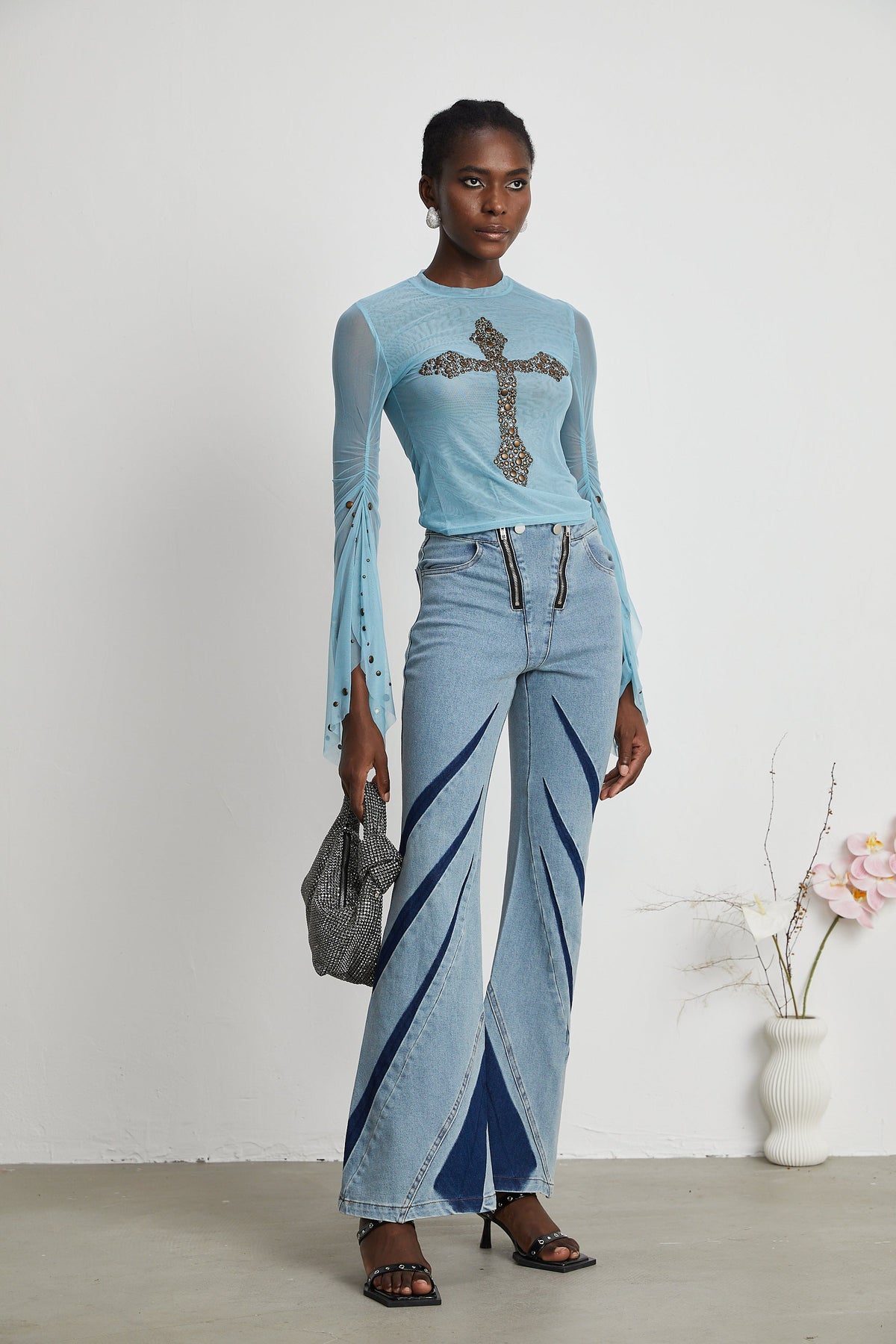 Émmanuelle semi-sheer stud-embellished top (Final Sale-US Only)