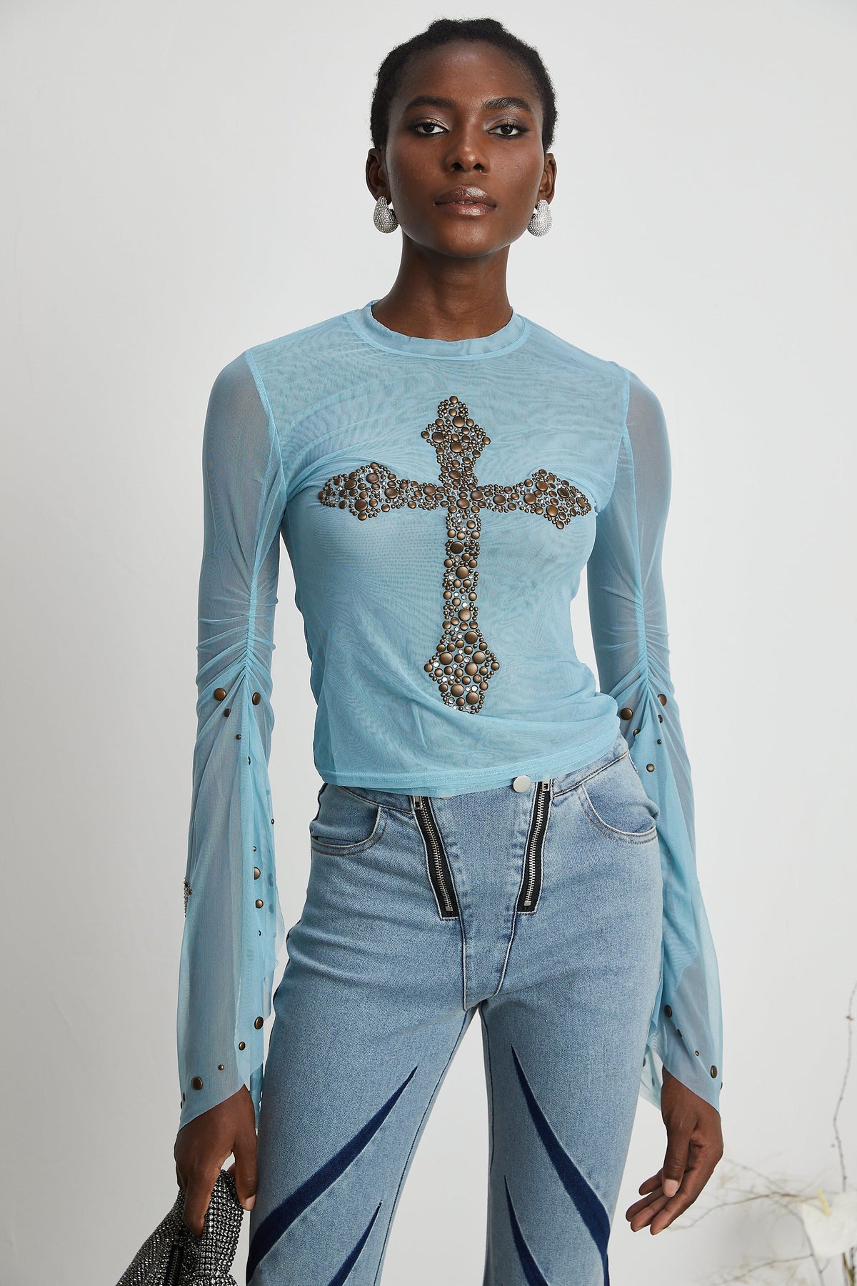 Émmanuelle semi-sheer stud-embellished top (Final Sale-US Only)