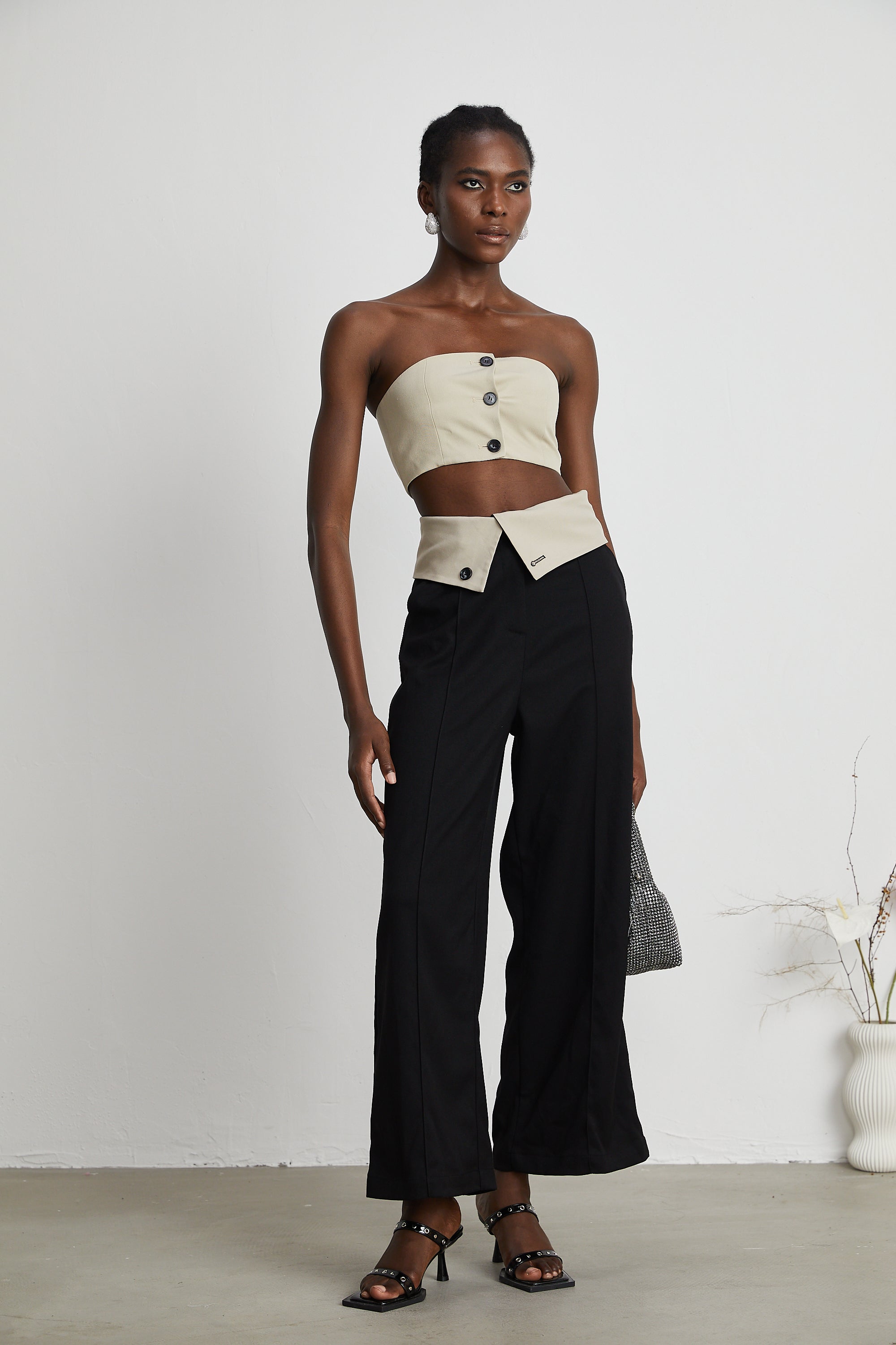 Naomi crop top & trousers matching set
