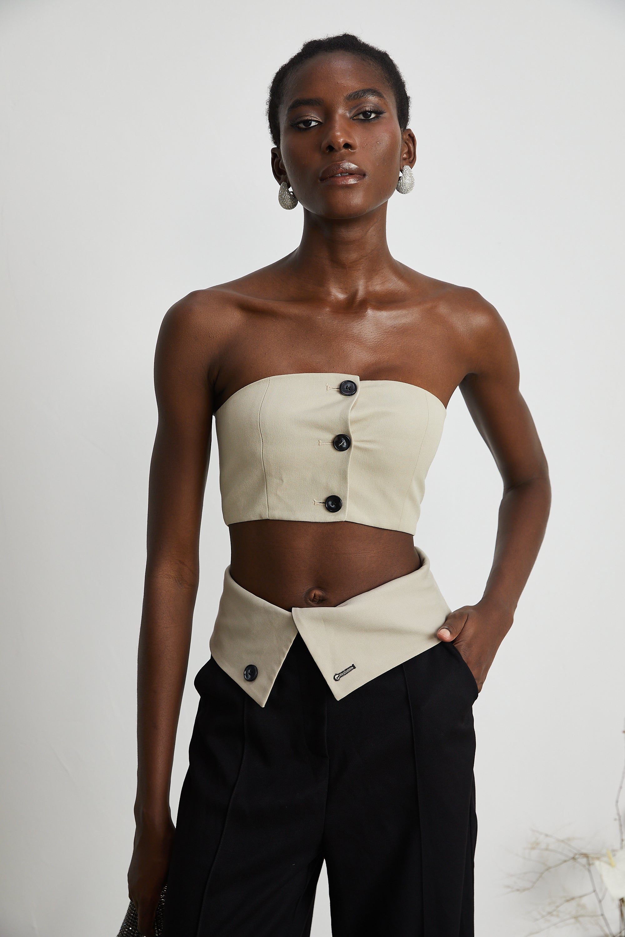Naomi crop top & trousers matching set
