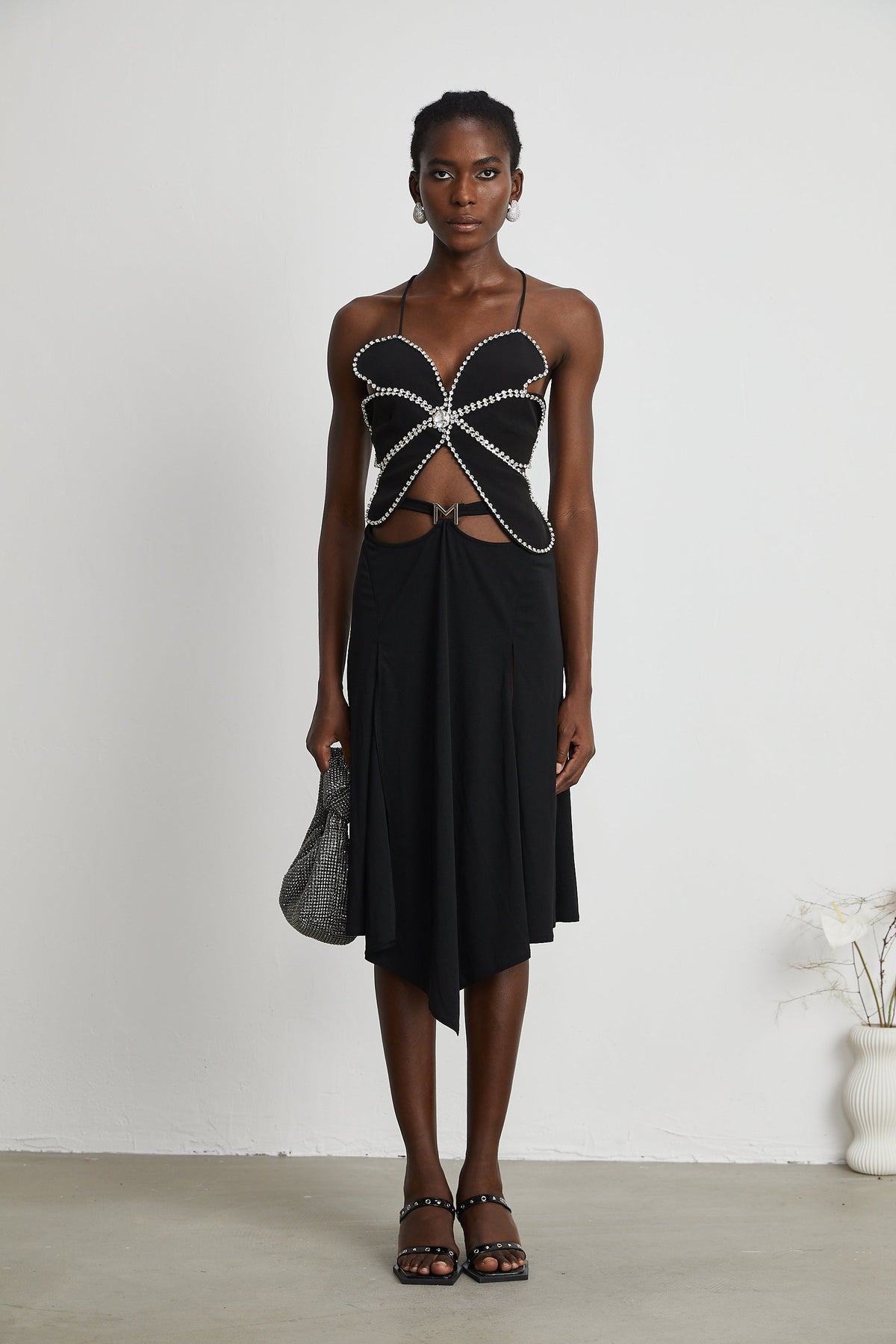 Caribe logo-plaque midi skirt - Black