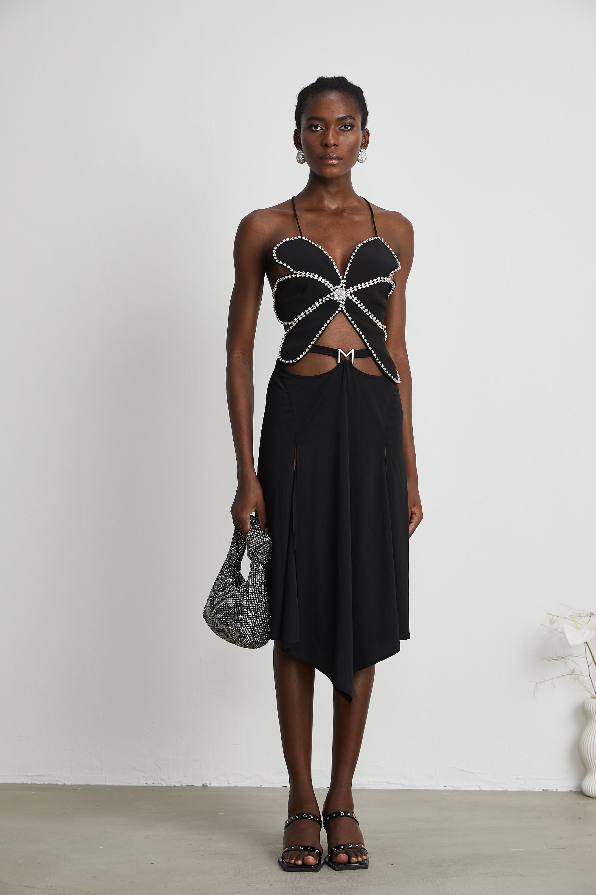 Caribe logo-plaque midi skirt - Black