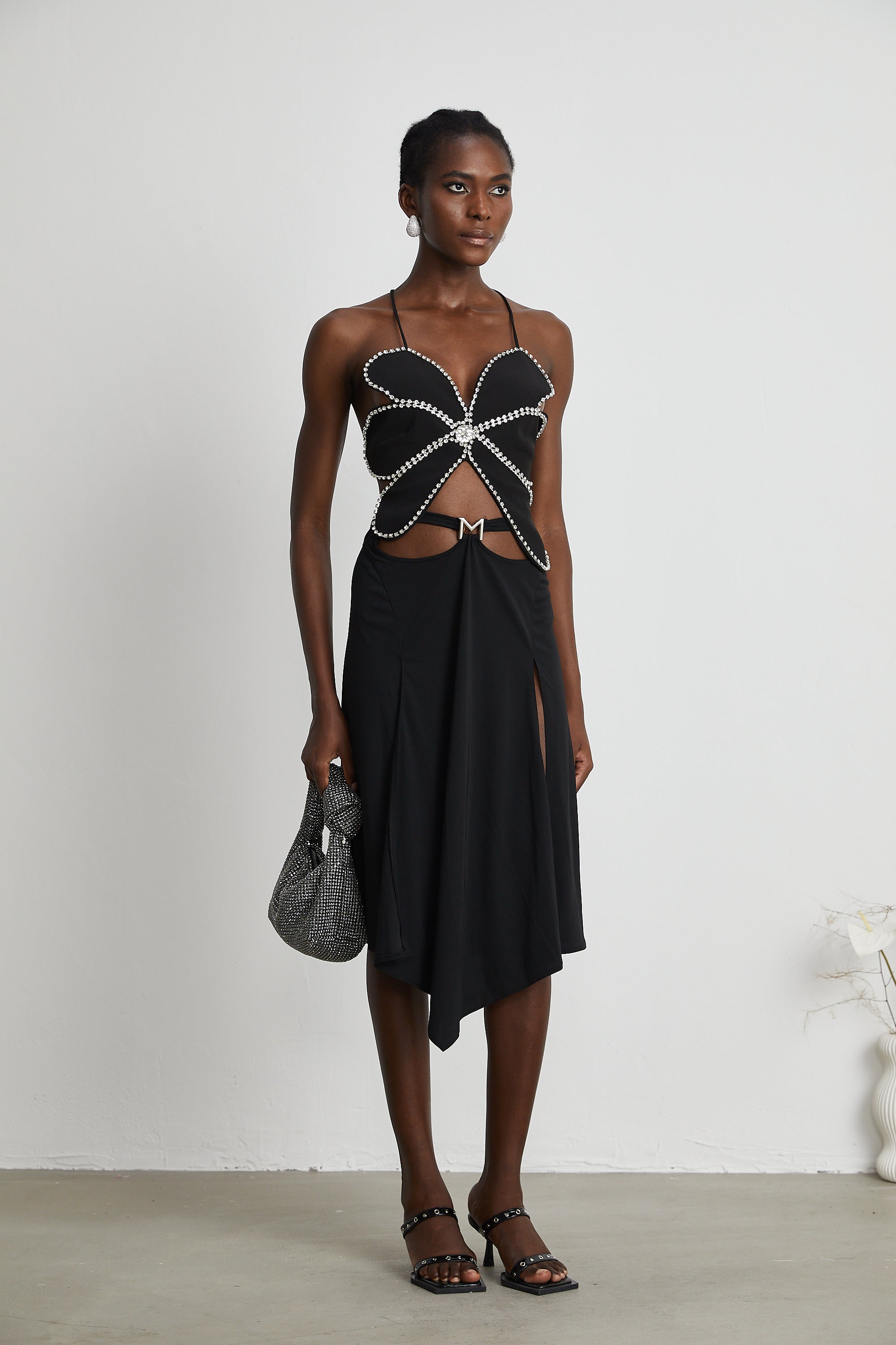 Caribe logo-plaque midi skirt - Black