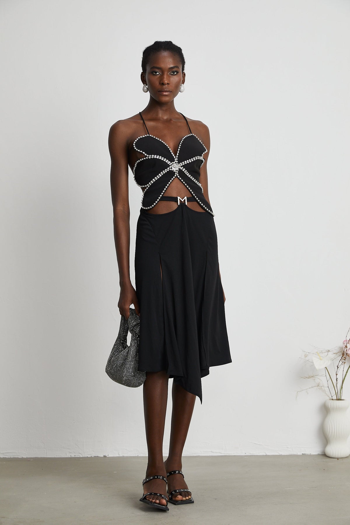 Caribe logo-plaque midi skirt - Black