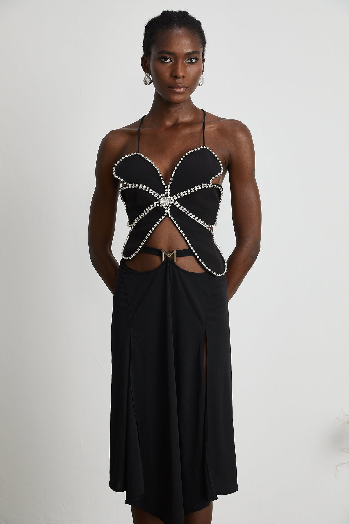 Caribe logo-plaque midi skirt - Black