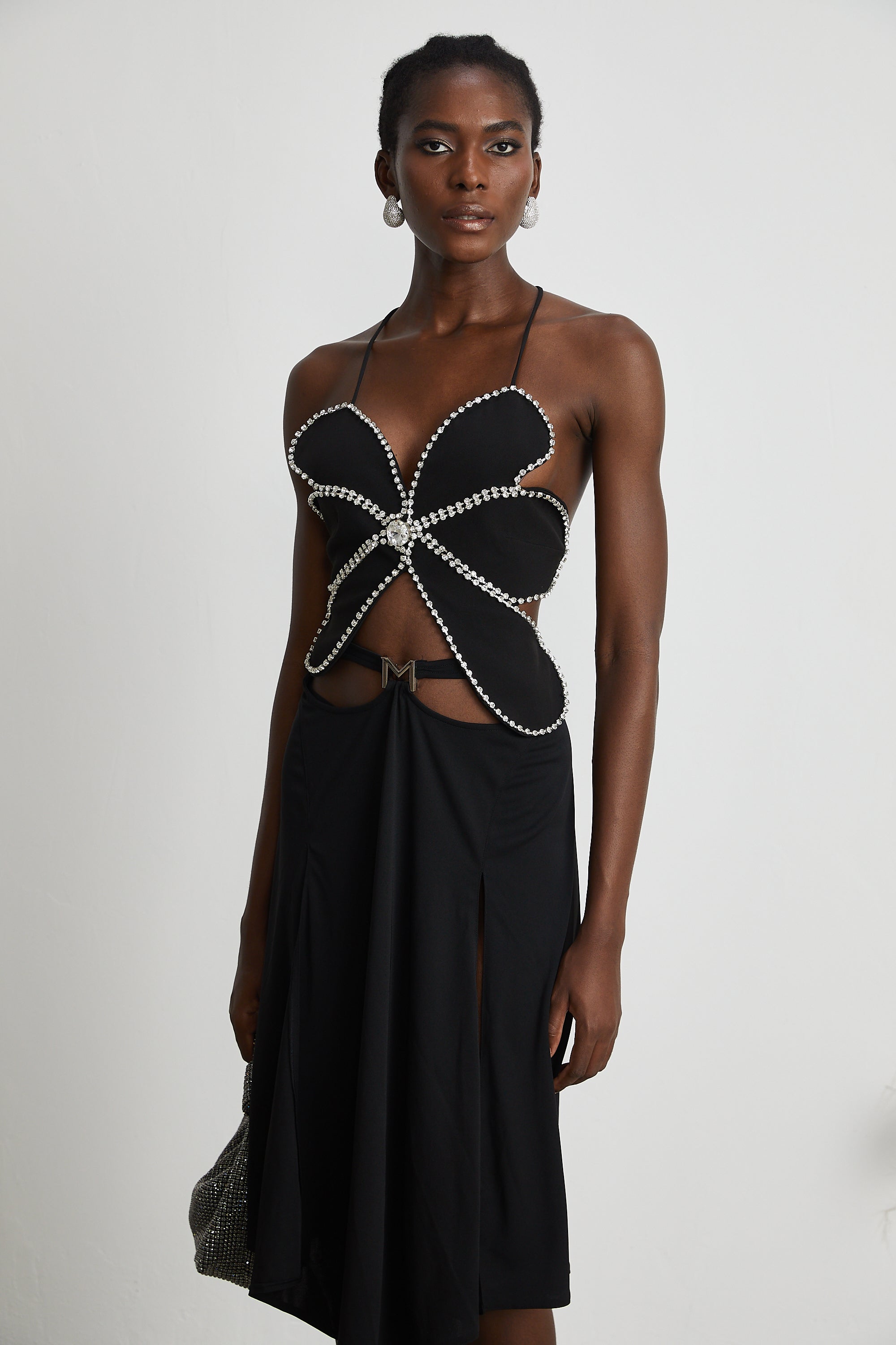 Caribe logo-plaque midi skirt - Black