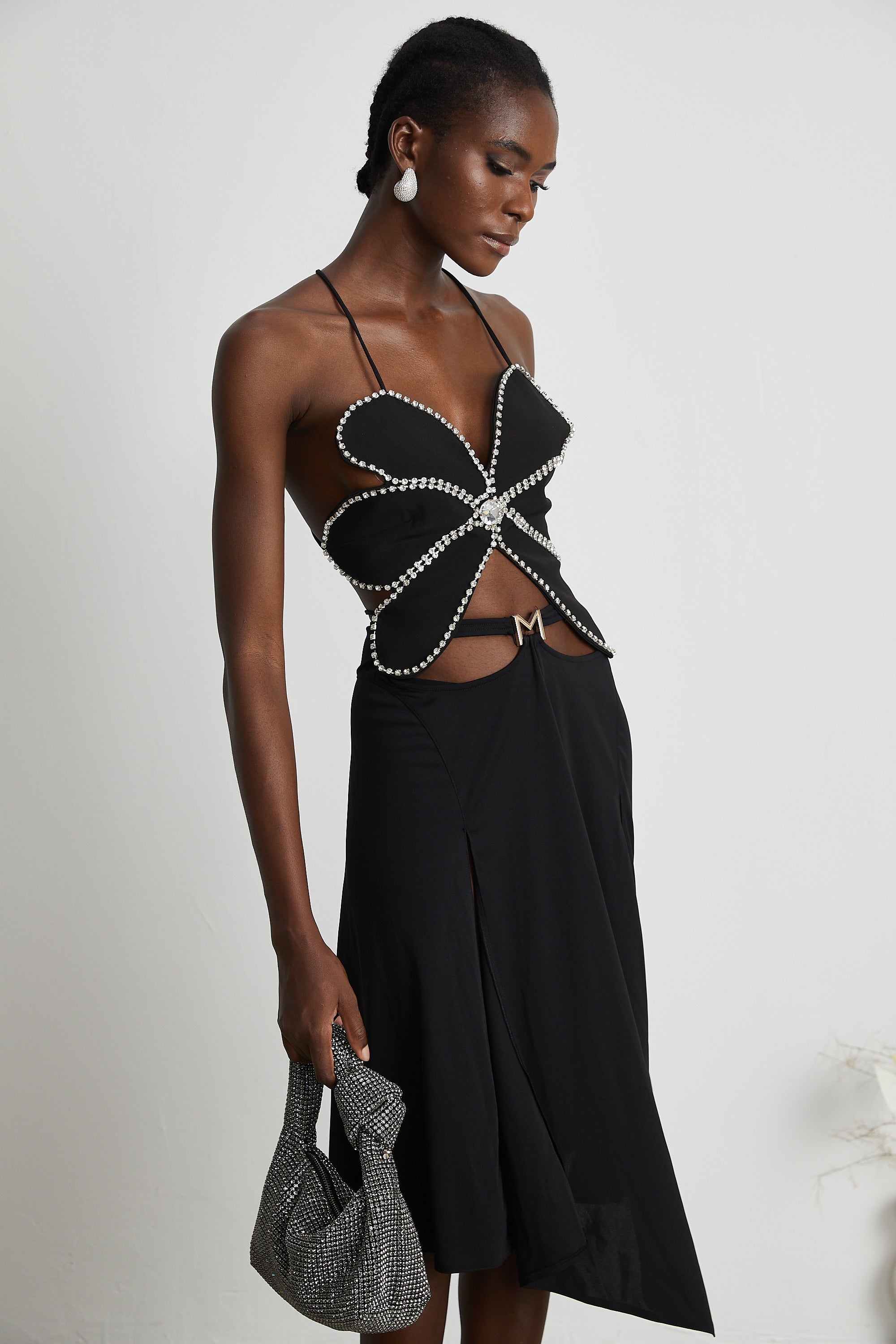 Caribe logo-plaque midi skirt - Black