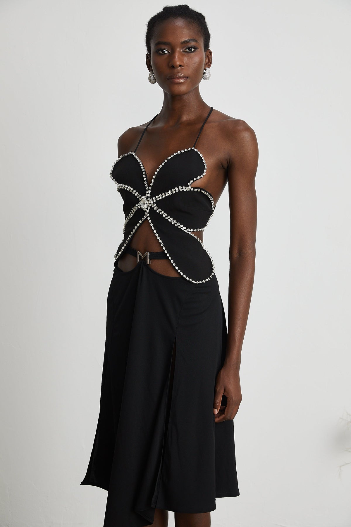 Caribe logo-plaque midi skirt - Black