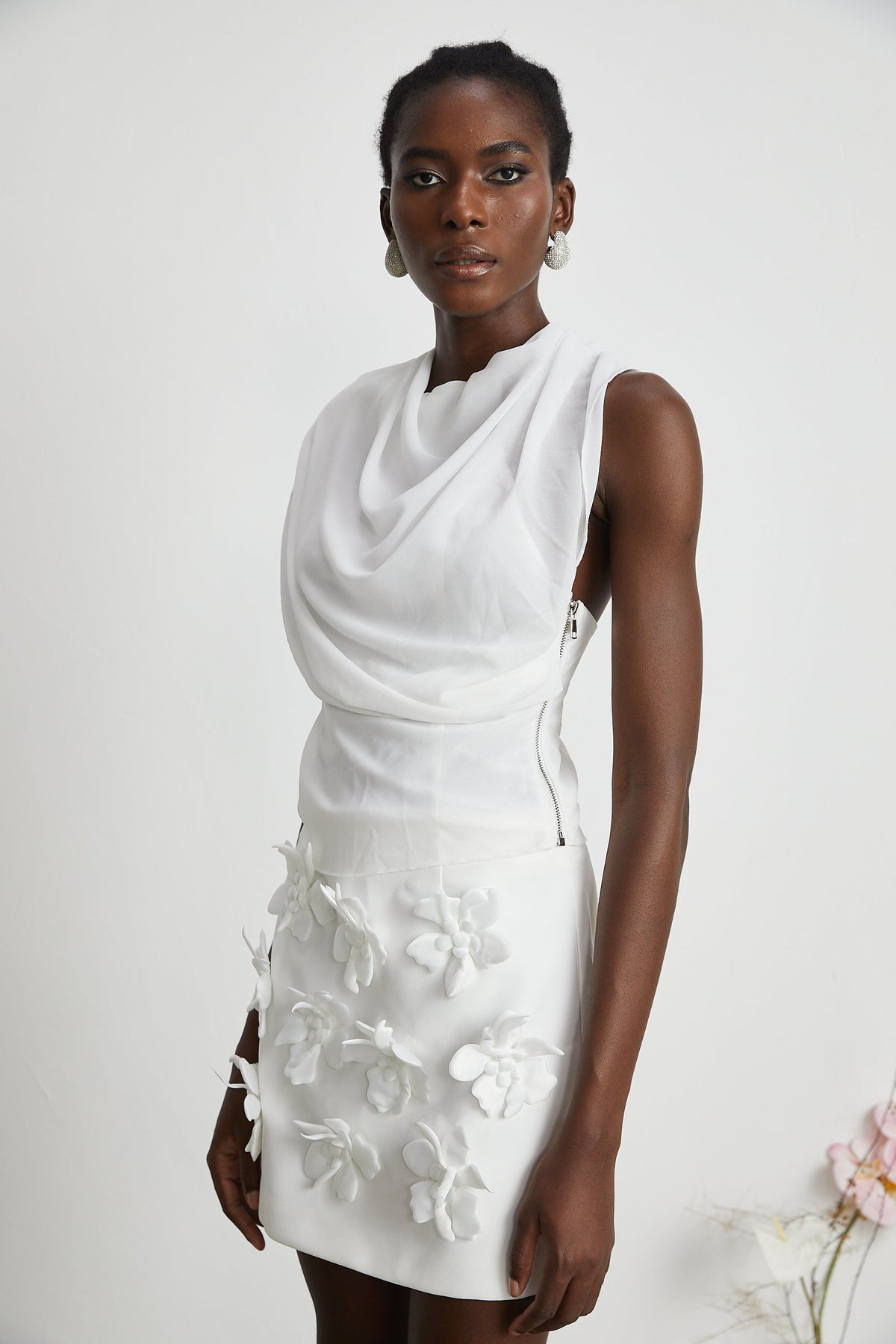 Jeanne white chiffon blouse