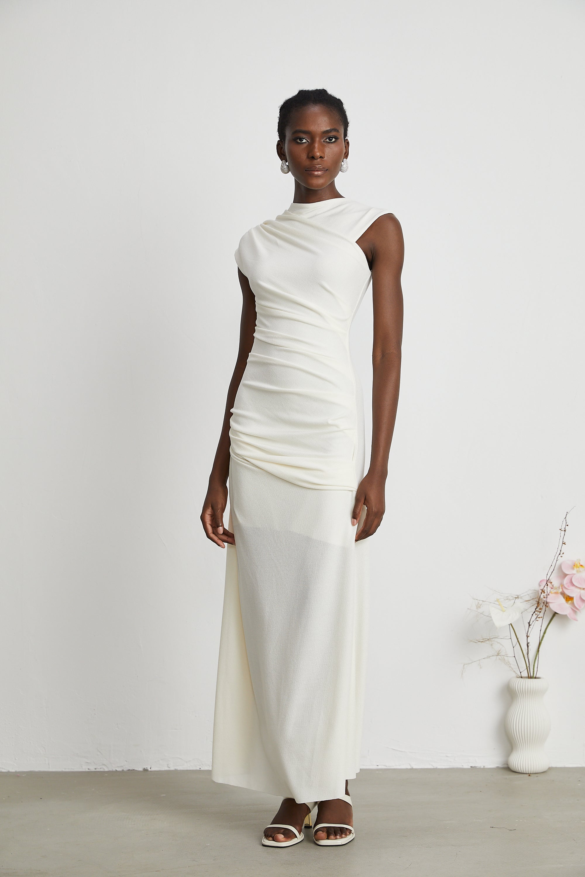 Lanetta jersey-knit draped maxi dress