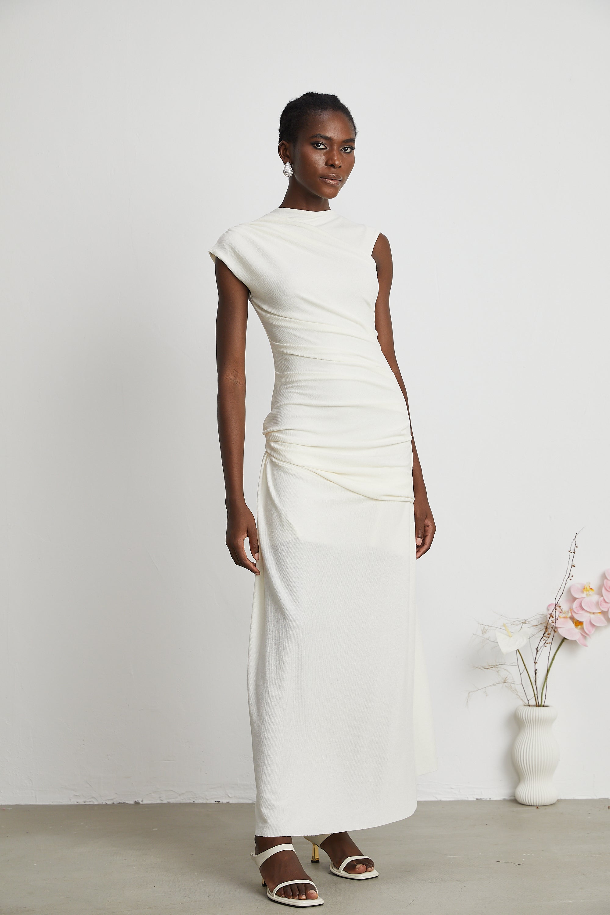 Lanetta jersey-knit draped maxi dress