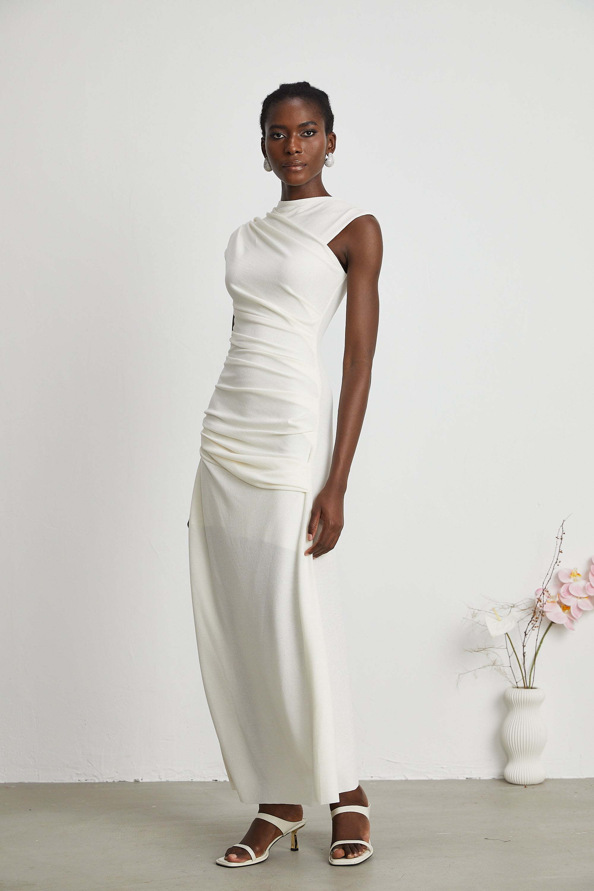 Lanetta jersey-knit draped maxi dress