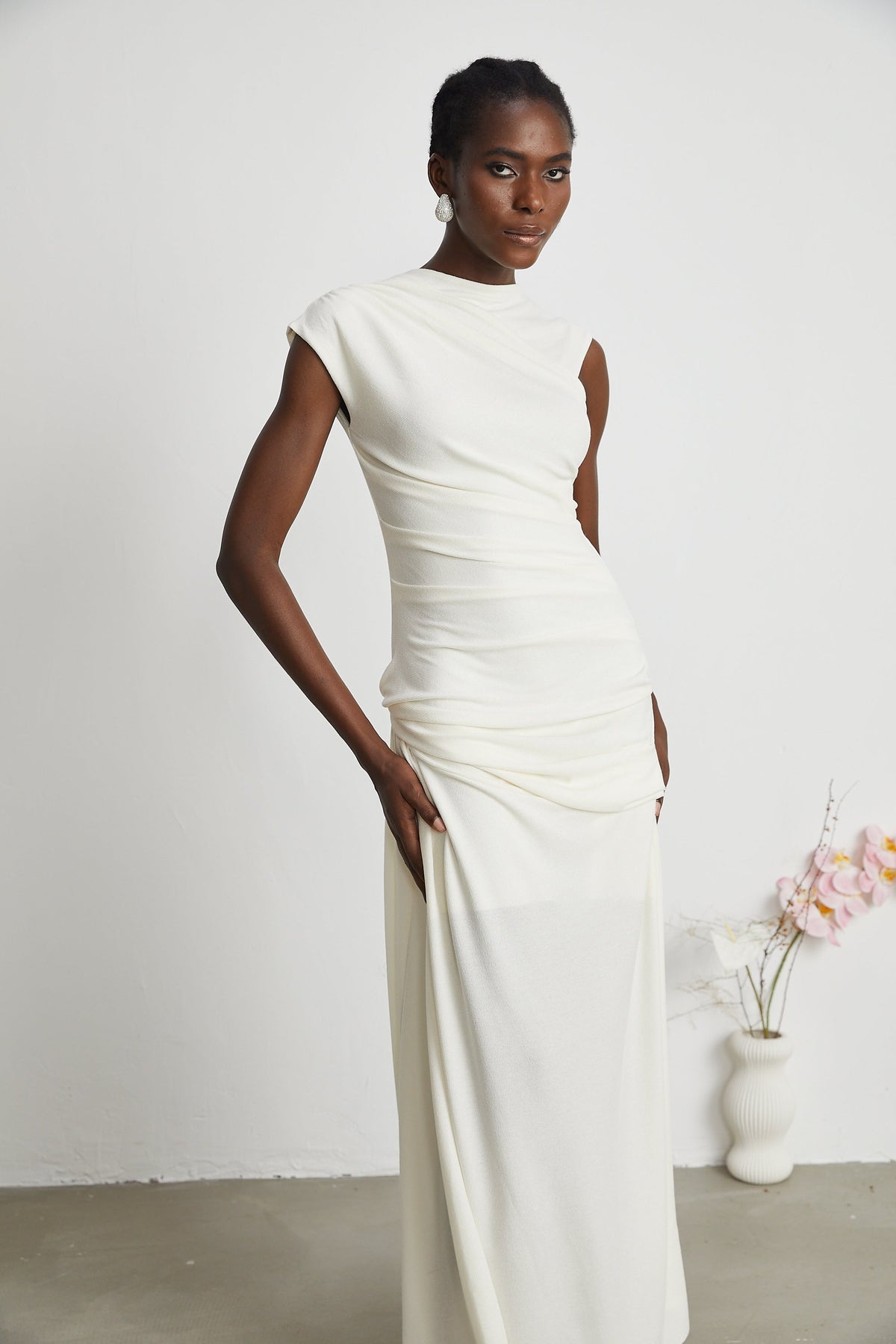Lanetta jersey-knit draped maxi dress