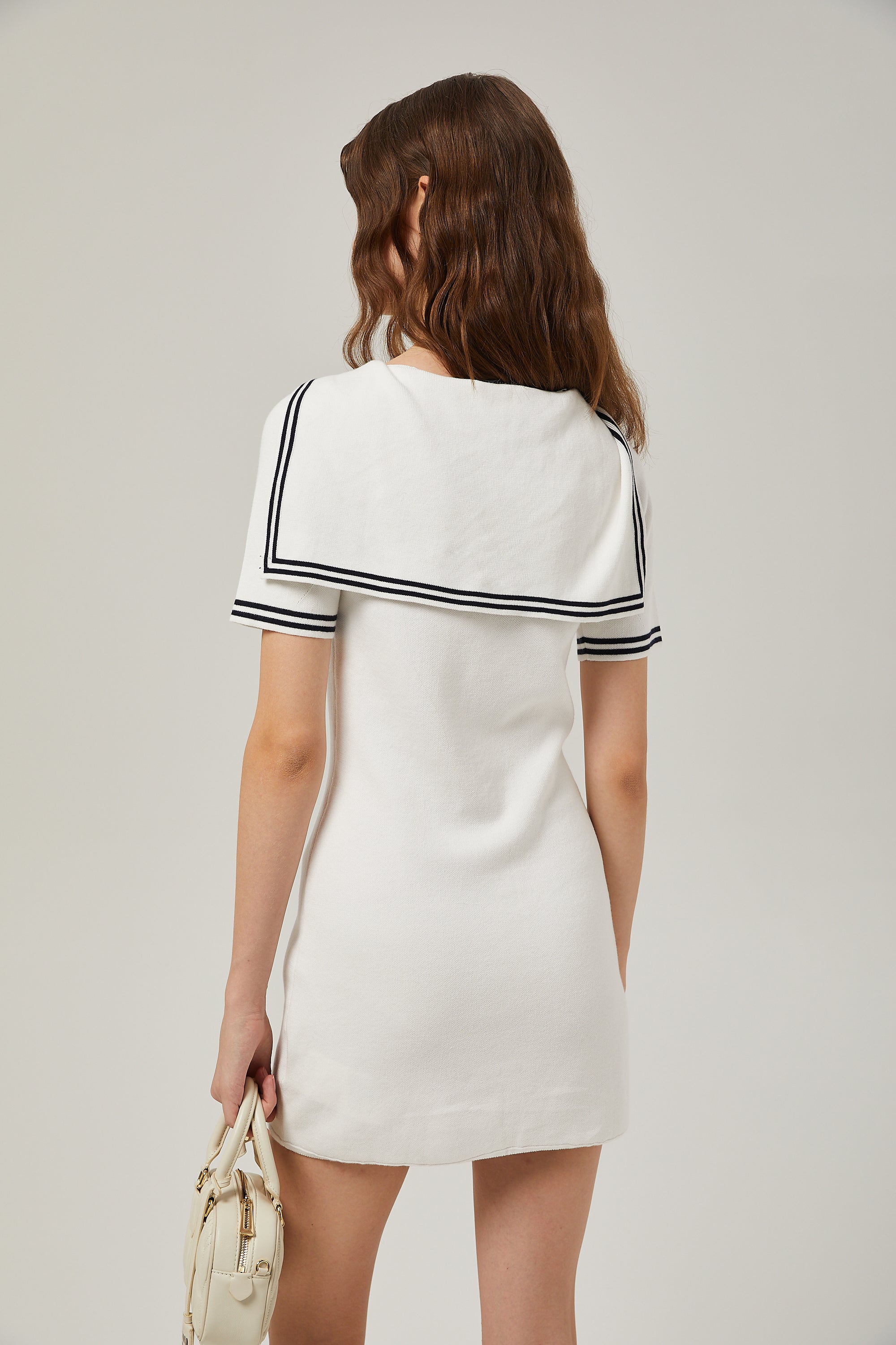 Aiza sailor collar cotton short-sleeve mini dress (US Only)
