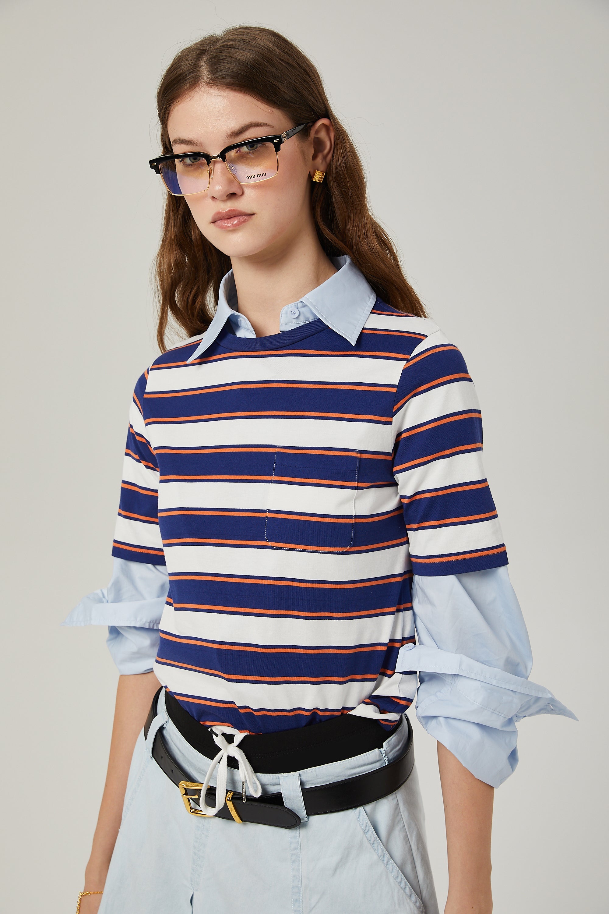 Marina pleated chambray skirt (Final Sale-US Only)