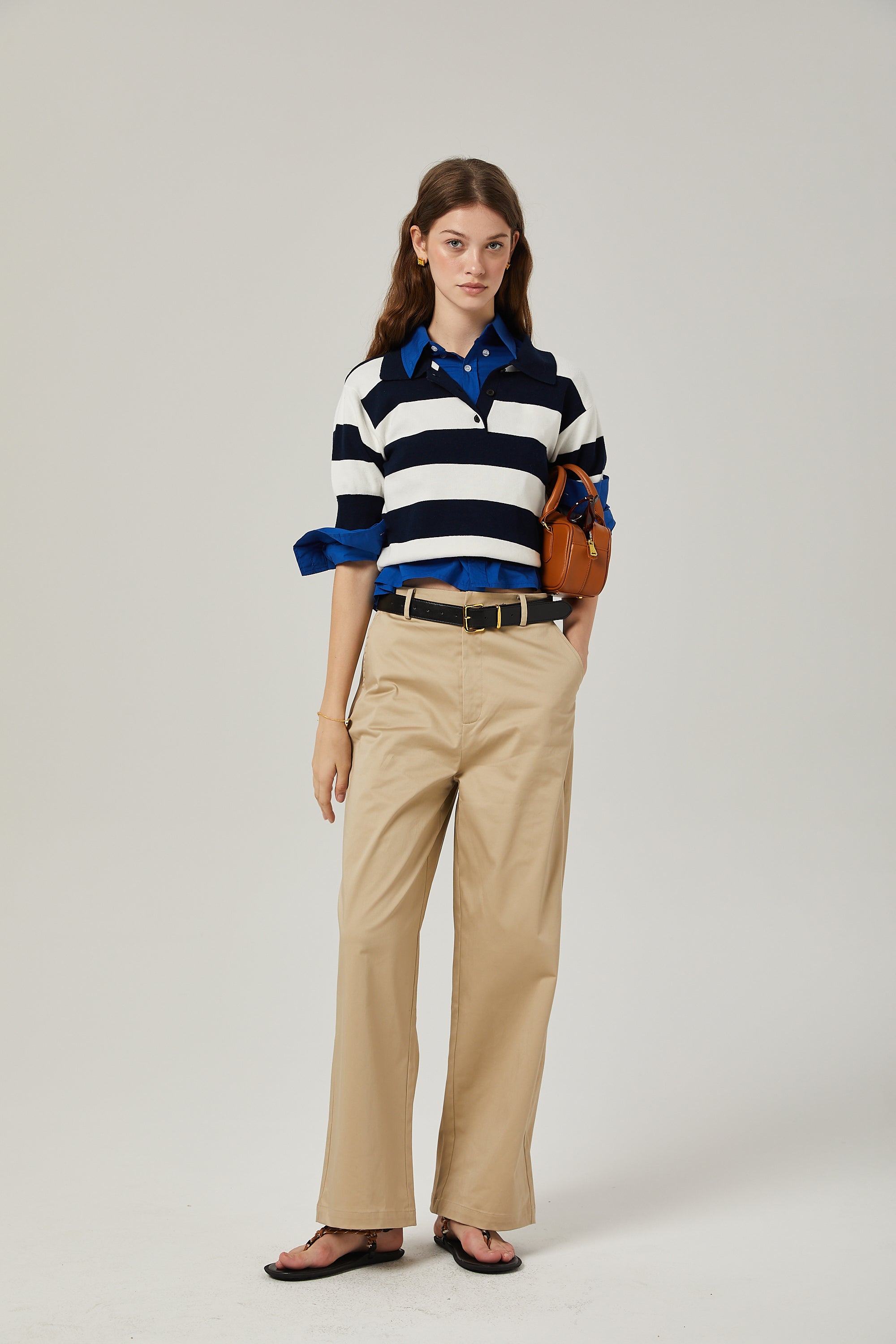 Adèle color-block striped shirt - Black and White