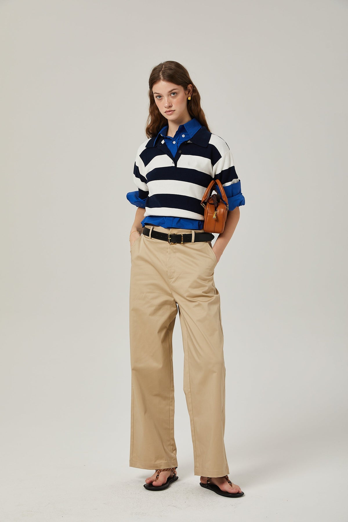 Adèle color-block striped shirt - Black and White