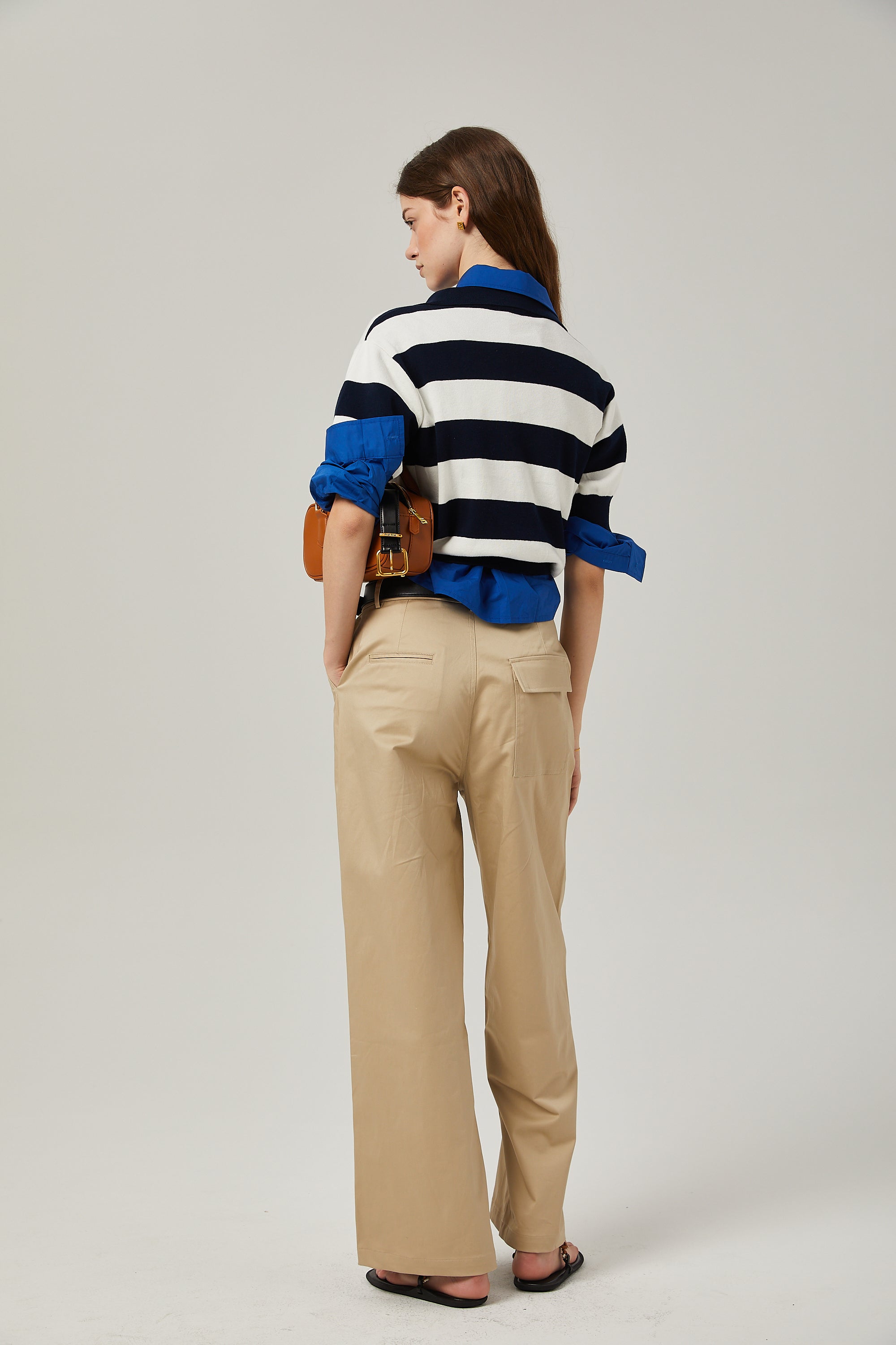 Adèle color-block striped shirt - Black and White
