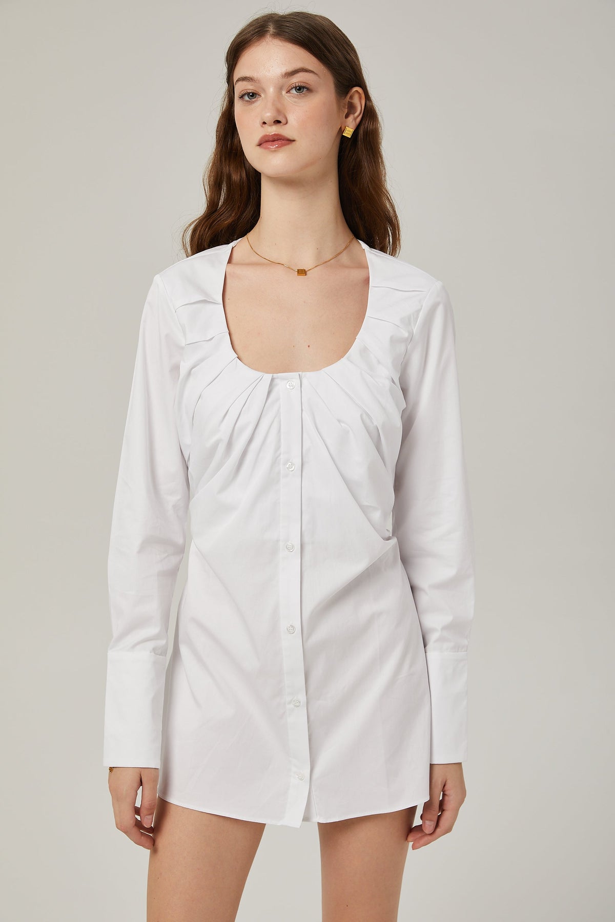 Dina pleat-detail shirt dress