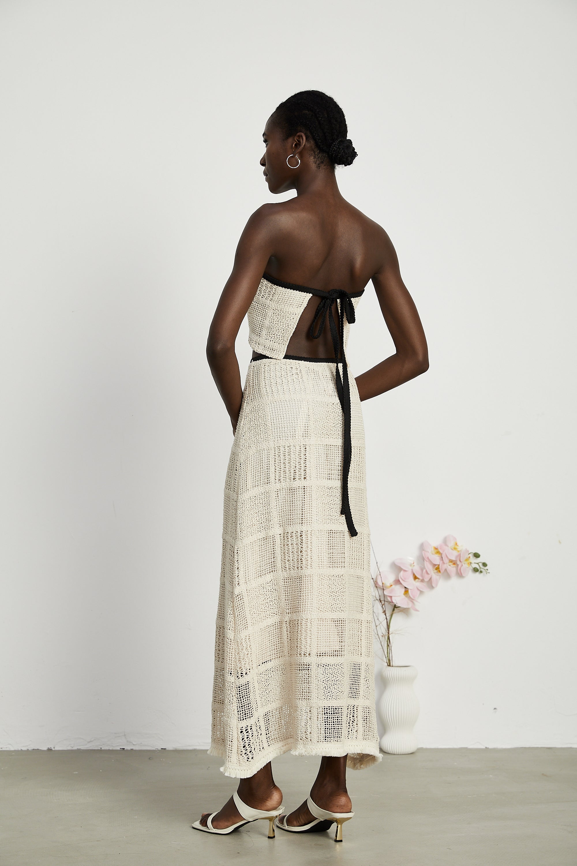 Yvette stretch knitted top & skirt matching set