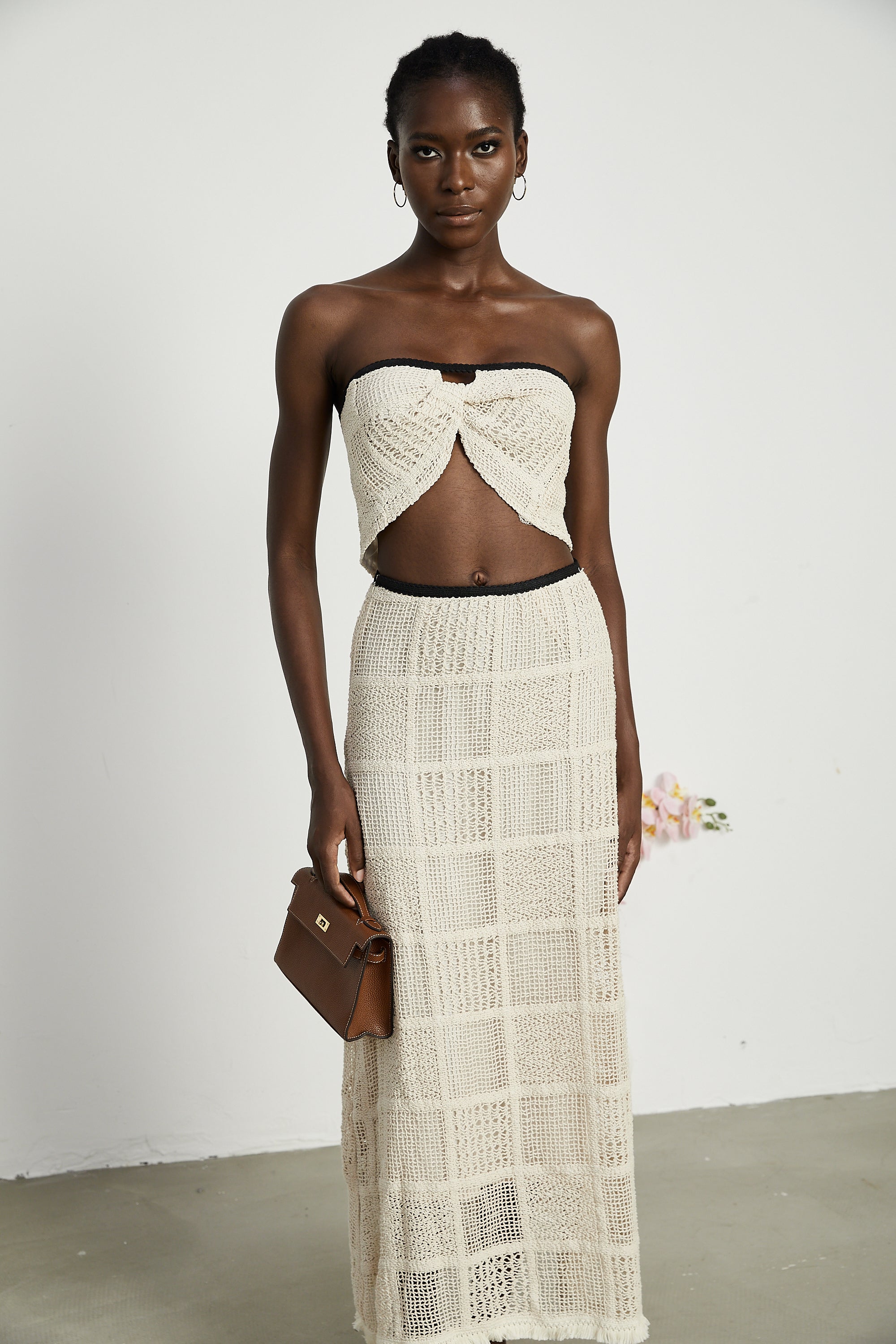 Yvette stretch knitted top & skirt matching set