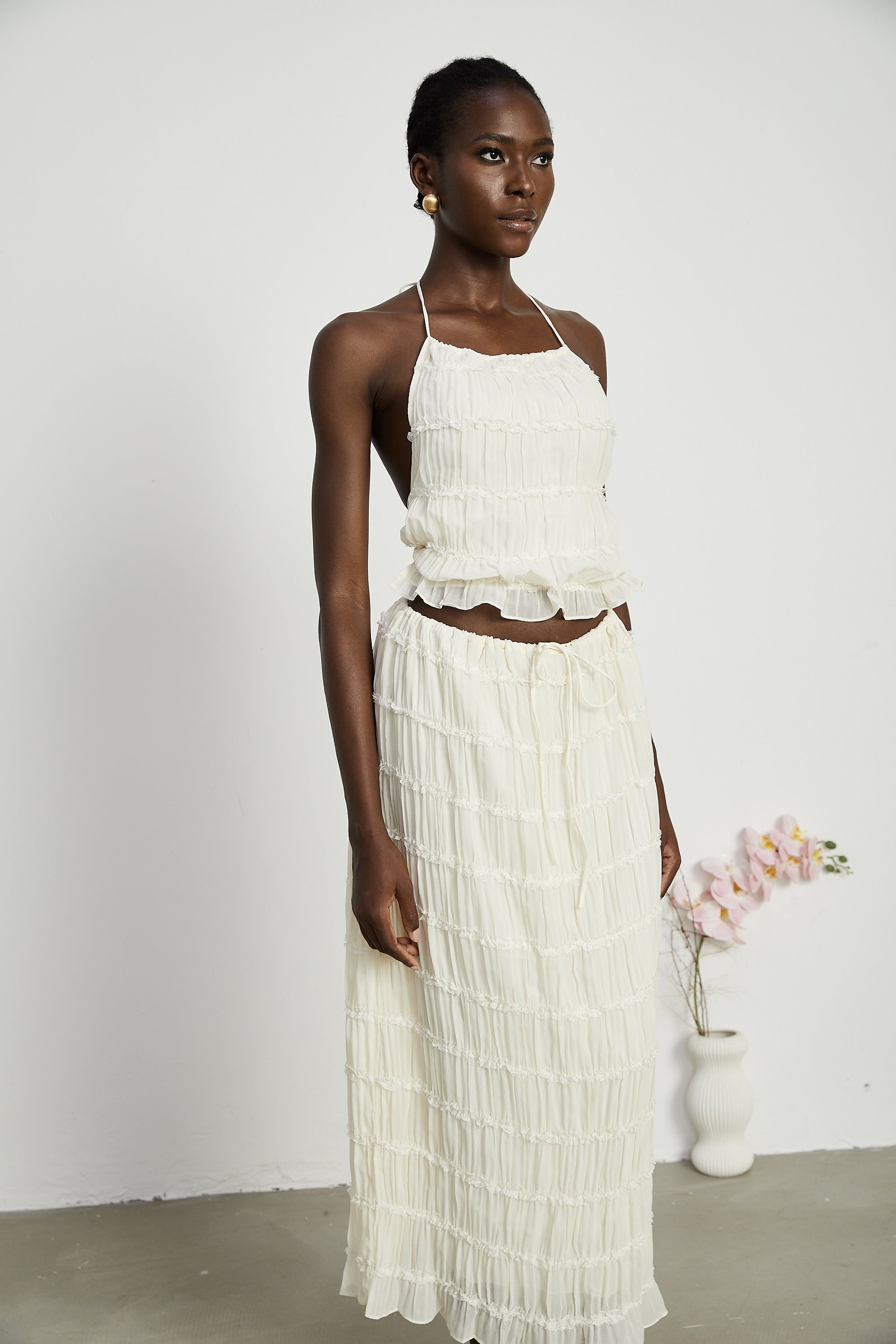 Alyssa pleated top & skirt matching set (Final Sale)