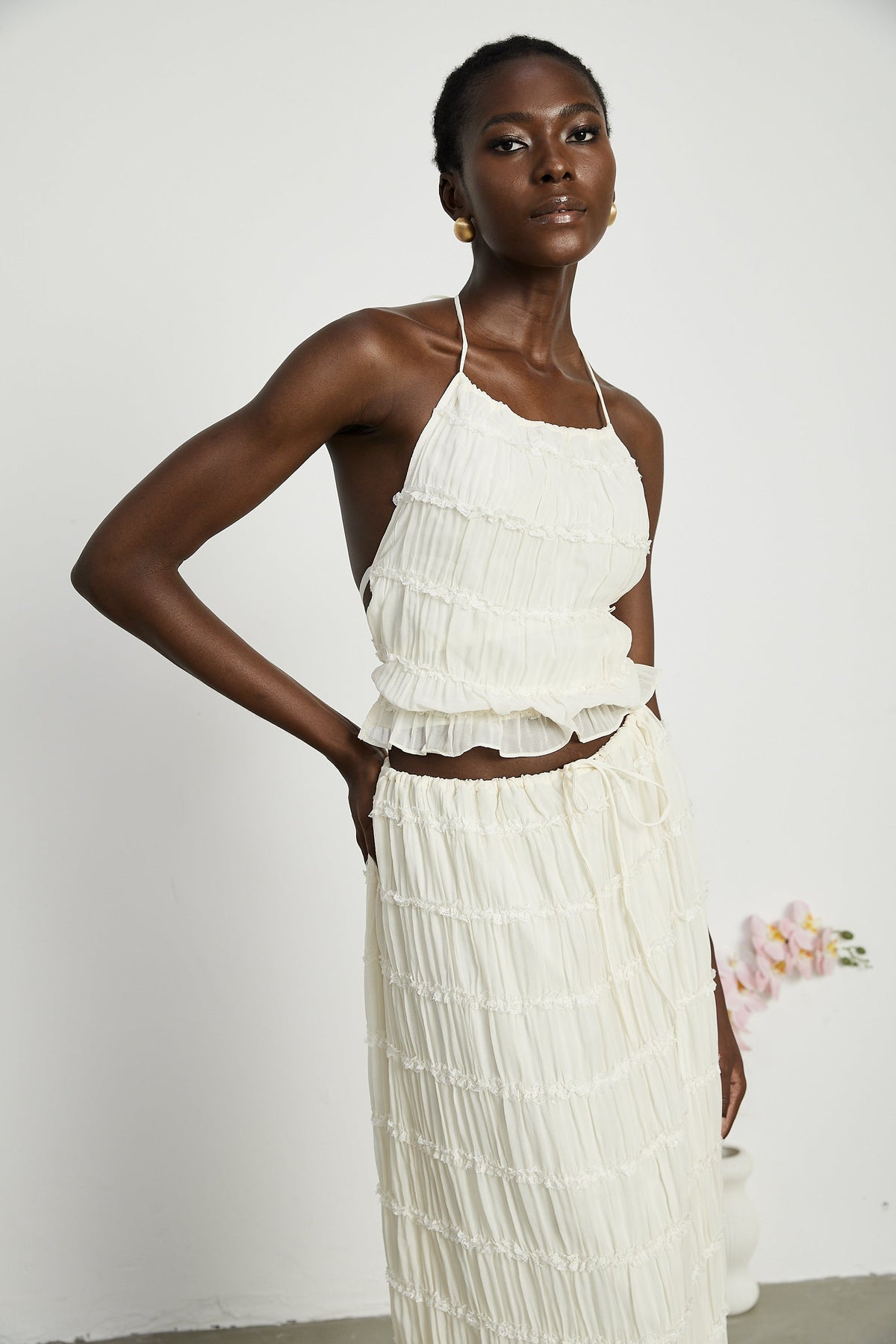 Alyssa pleated top & skirt matching set (Final Sale-US Only)