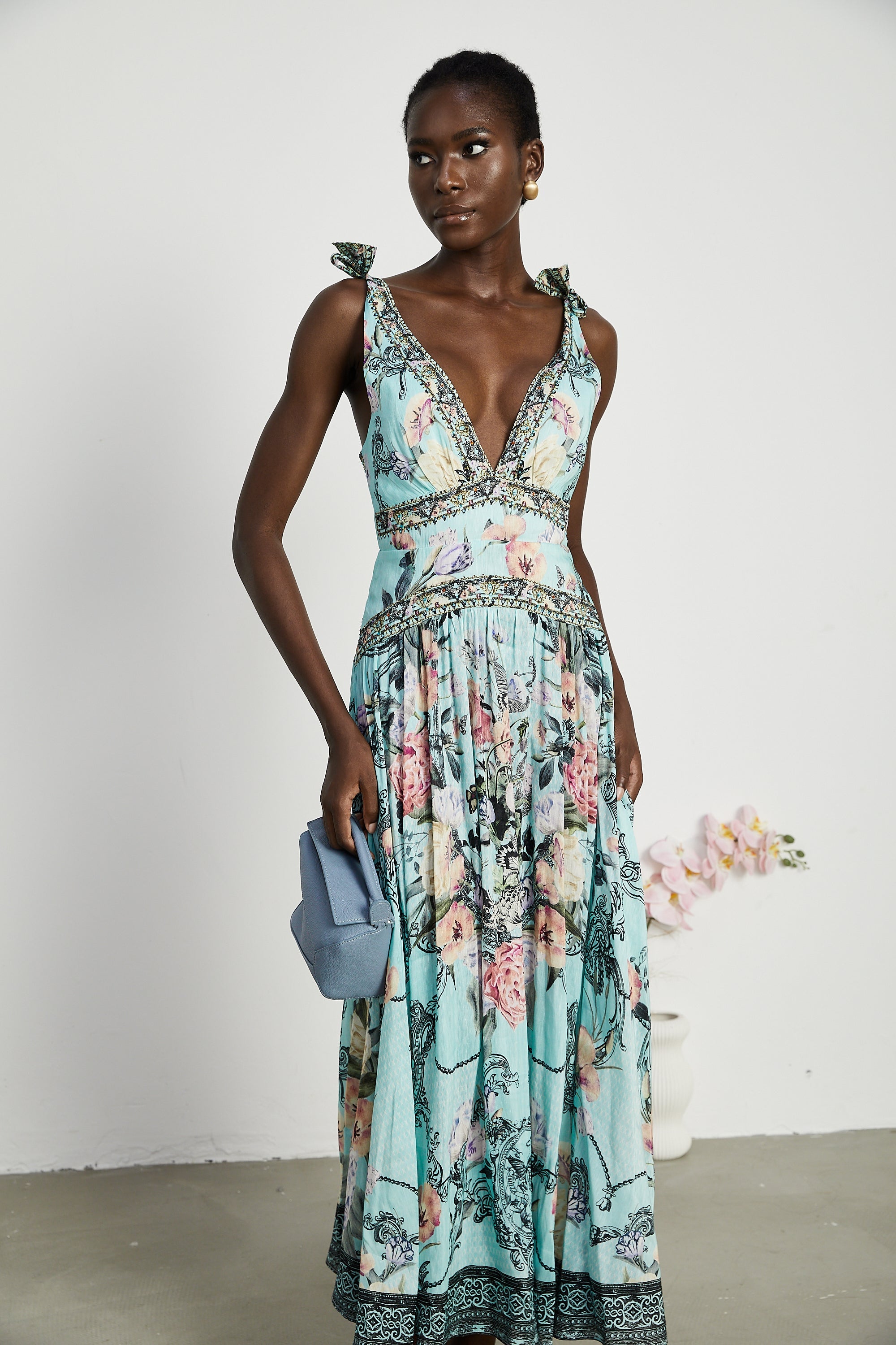 Saira tie-shoulder midi dress (US Only)
